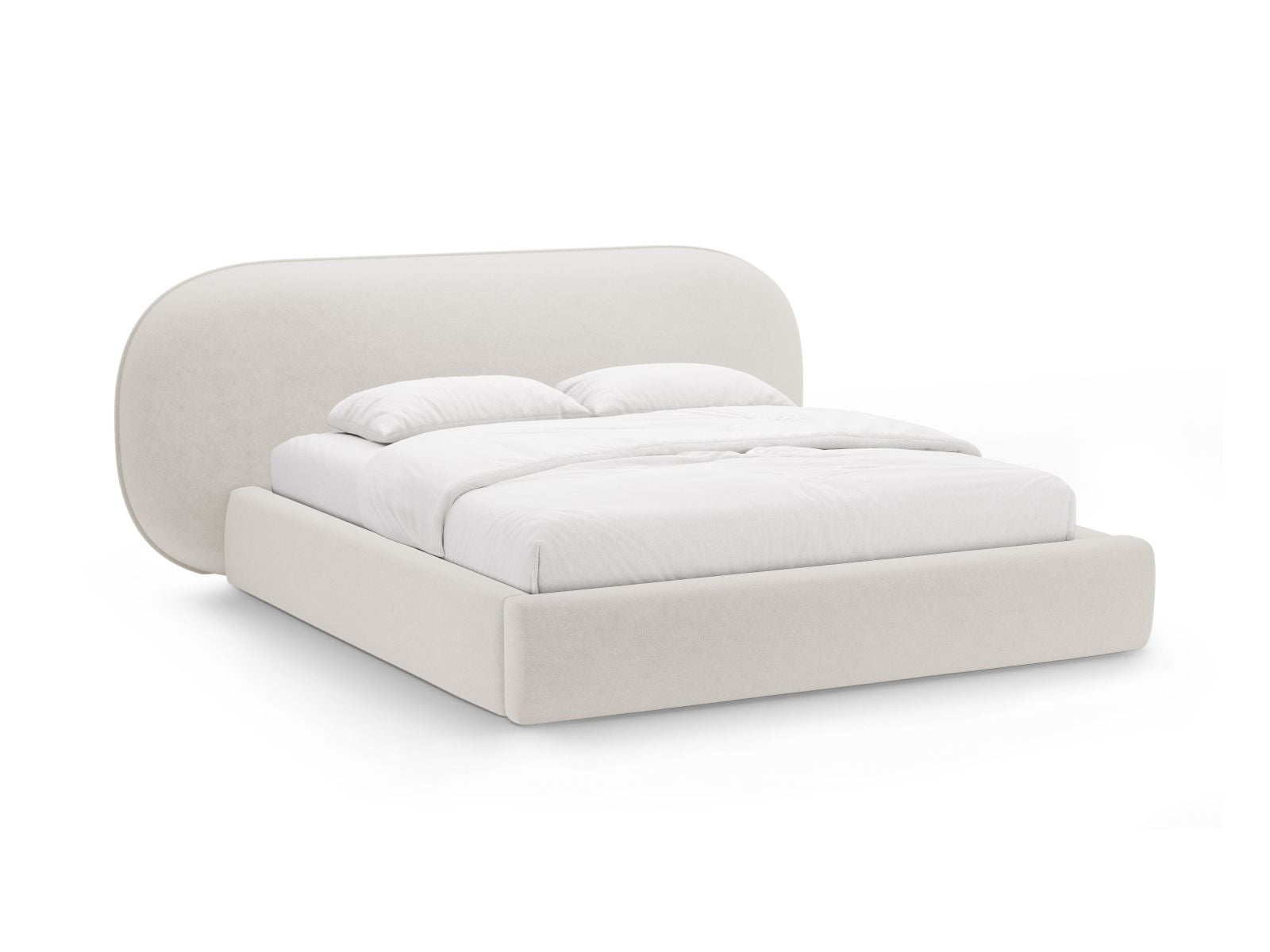Ovalo Bett mit Stauraum mit Kopfteil 140cm in Light Beige-Perfect Harmony präsentiert im Onlineshop von KAQTU Design AG. Bett ist von Micadoni