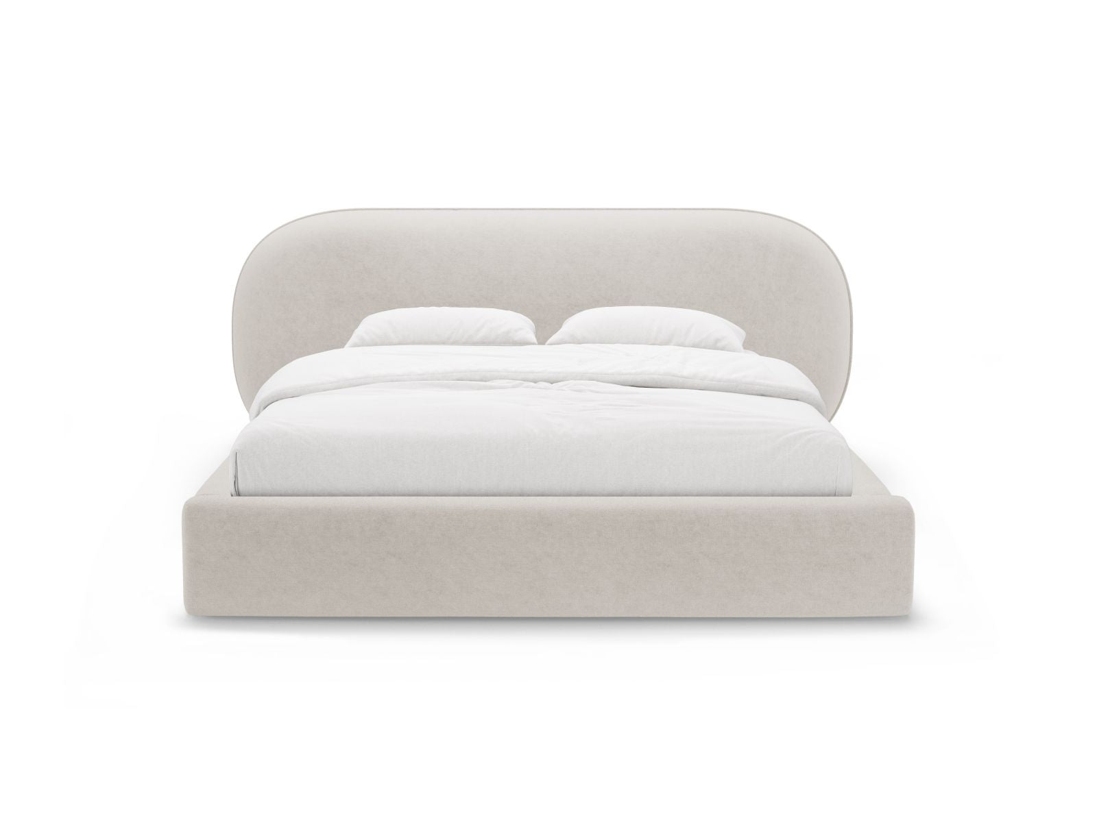 Ovalo Bett mit Stauraum mit Kopfteil 140cm in Light Beige-Perfect Harmony präsentiert im Onlineshop von KAQTU Design AG. Bett ist von Micadoni