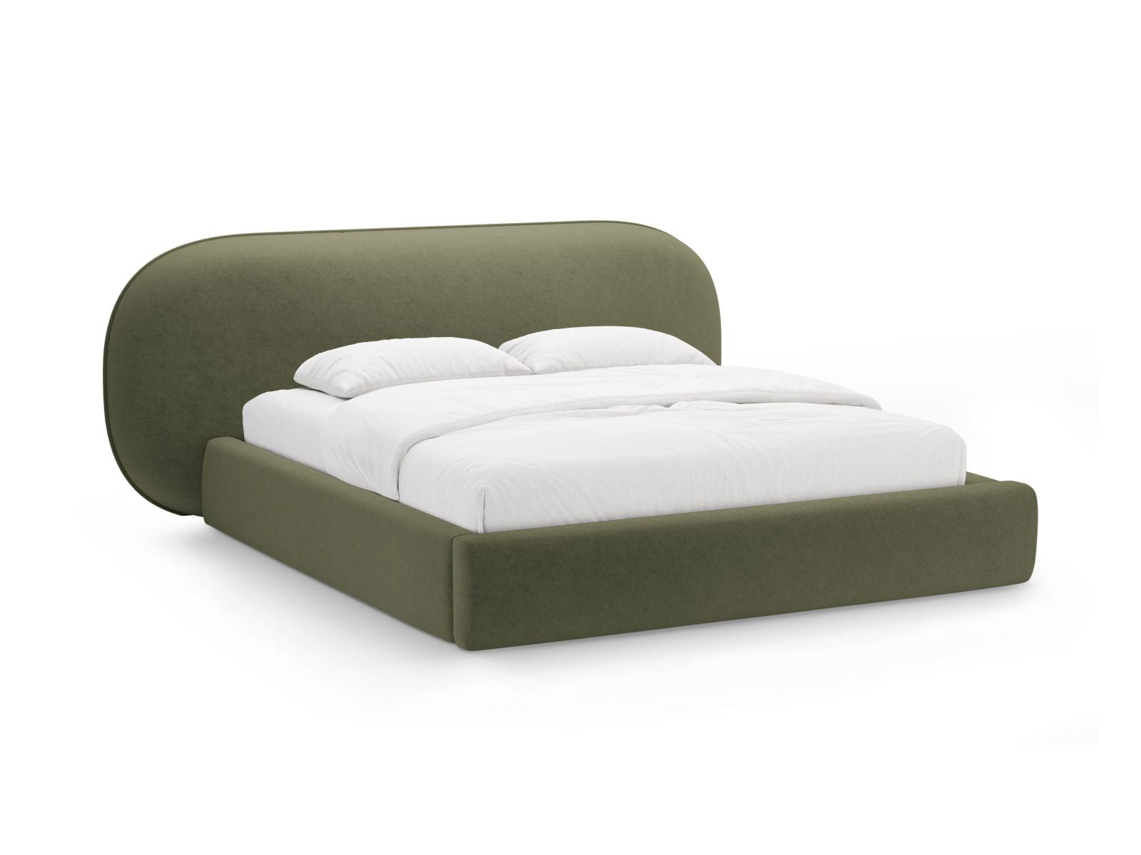 Ovalo Bett mit Stauraum mit Kopfteil 140cm in Green-Perfect Harmony präsentiert im Onlineshop von KAQTU Design AG. Bett ist von Micadoni