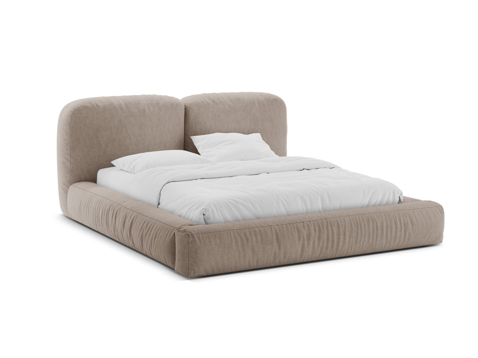 Martina Bett mit Stauraum mit Kopfteil 140cm in Dark Beige-Boston präsentiert im Onlineshop von KAQTU Design AG. Bett ist von Micadoni
