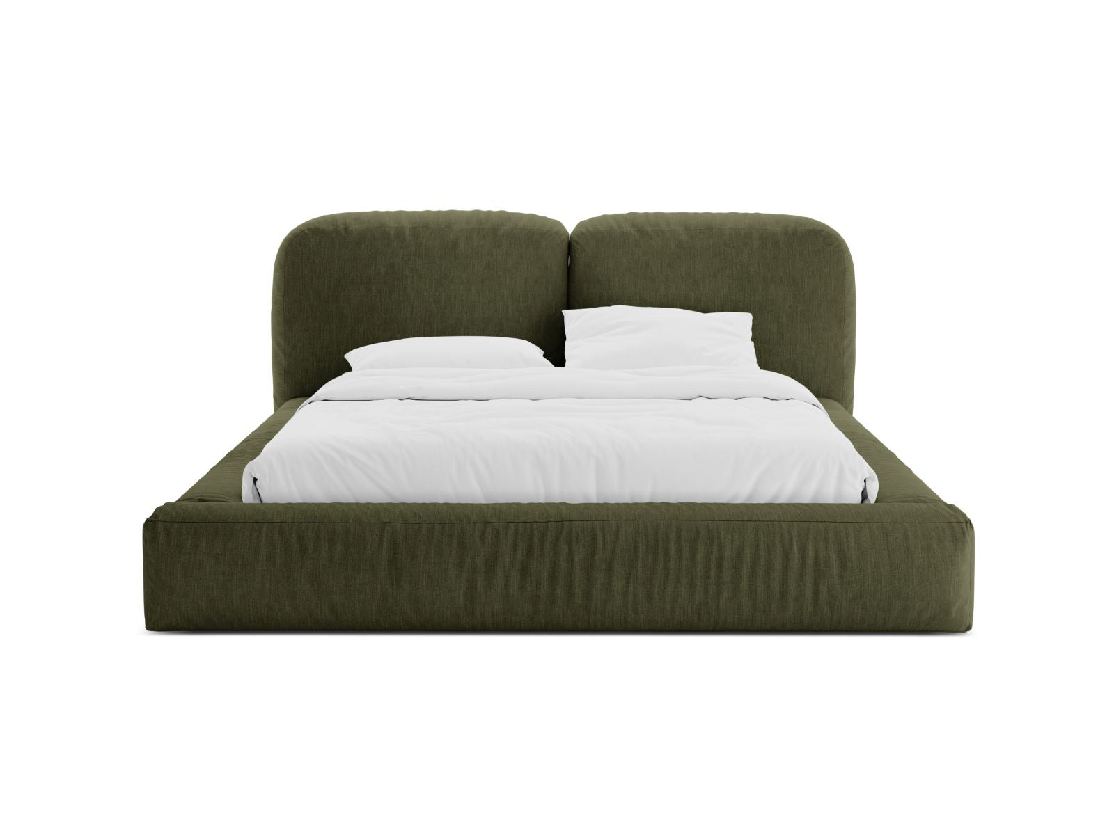 Elegantes Martina Bett mit 140 cm Breite, Stauraum und stilvollem Kopfteil in Green-Boston, ideal für moderne Schlafzimmer.