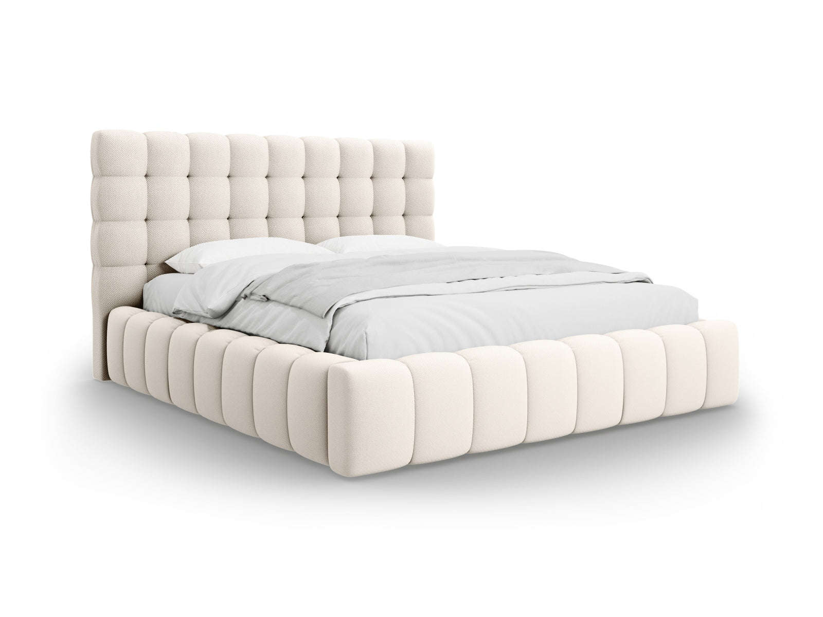 Mamaia Bett mit Stauraum und Headboard 140cm in Light Beige/Schwarz-Neve präsentiert im Onlineshop von KAQTU Design AG. Bett ist von Micadoni