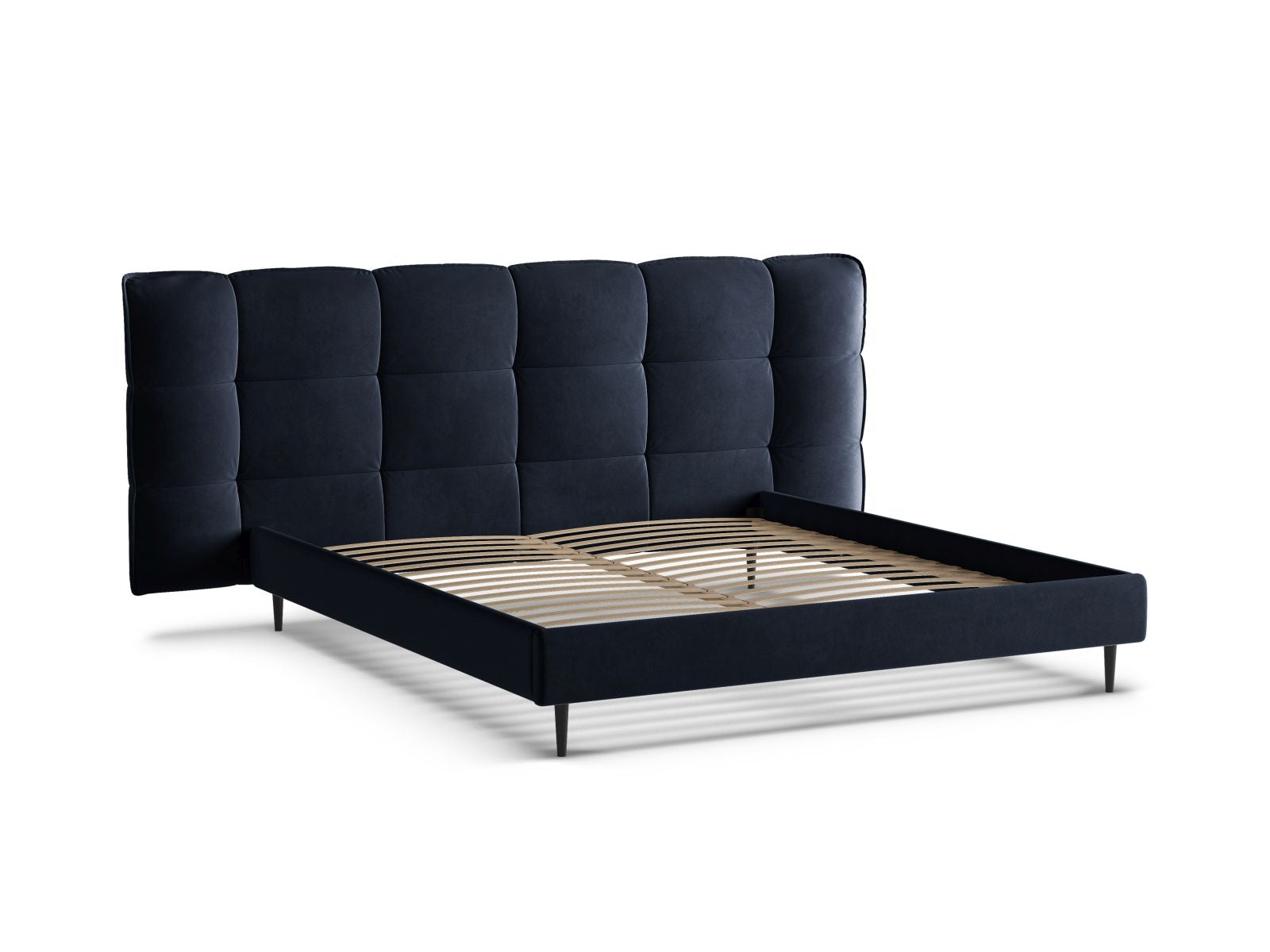 Modernes Eric Bett in 140 cm mit stilvollem Kopfteil und integriertem Stauraum, ideal für platzsparende und elegante Schlafzimmer.