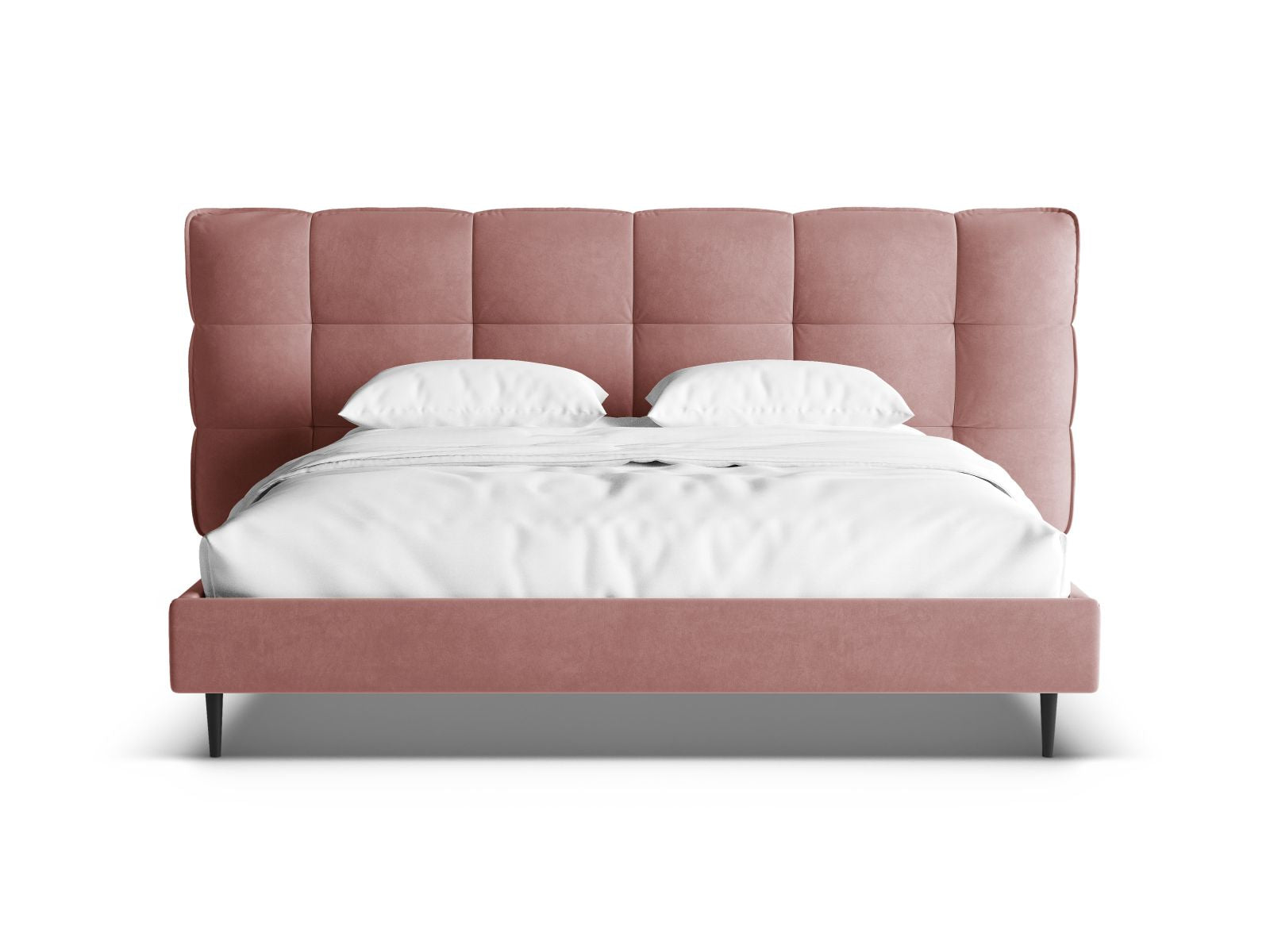 Modernes Eric Bett in 140 cm, perfekt für kompakte Räume, ausgestattet mit praktischem Stauraum, eleganten Füßen und einem stilvollen Kopfteil.