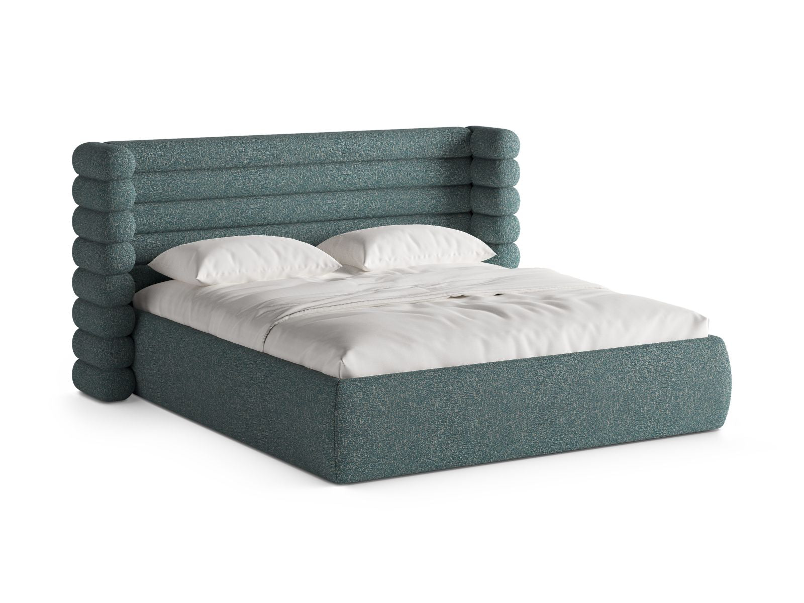 Mount Bett mit Stauraum mit Kopfteil 140cm in Blue Melange-Puente präsentiert im Onlineshop von KAQTU Design AG. Bett ist von Micadoni