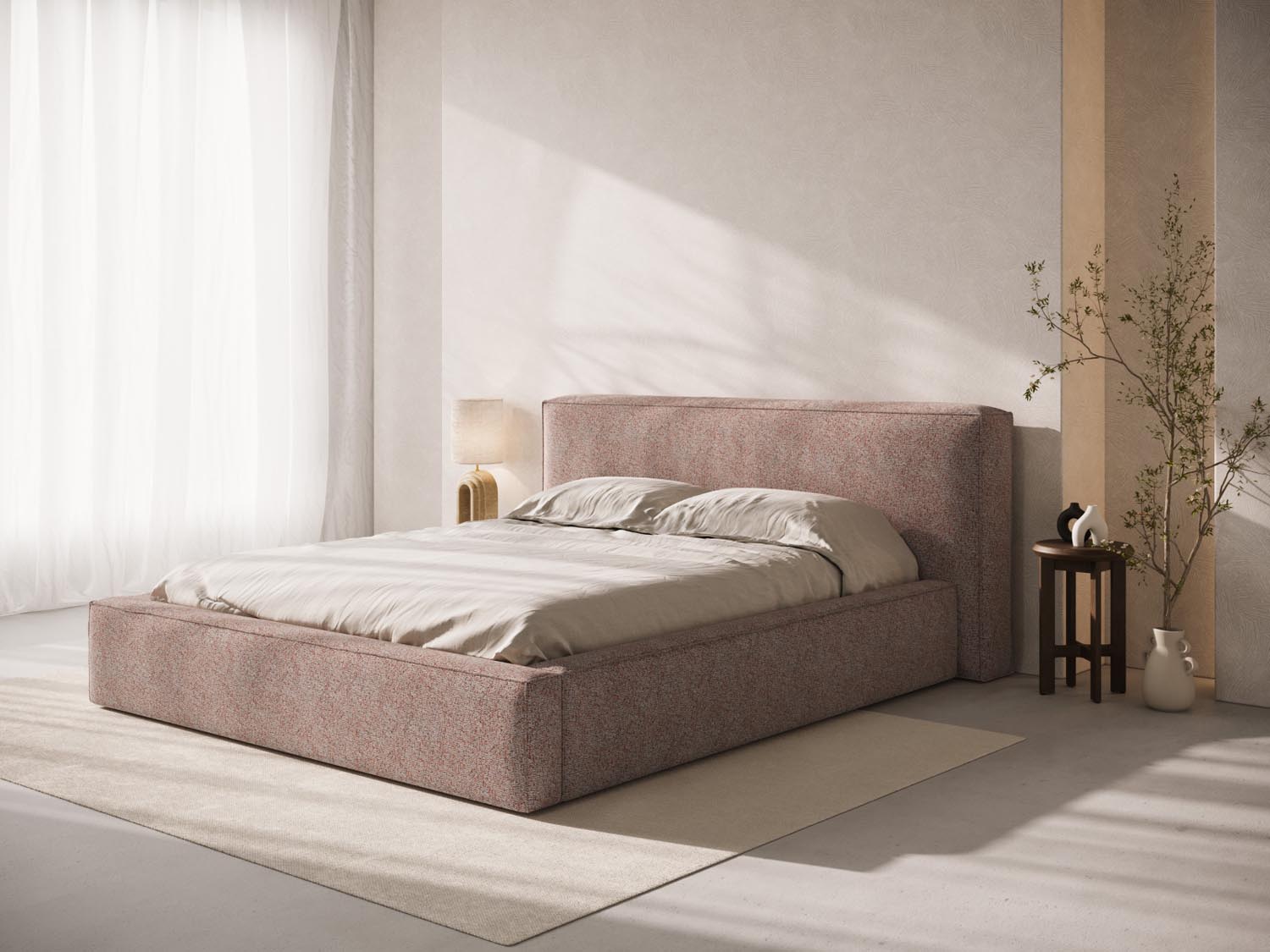 Simon Bett mit Stauraum  in Pink Melange präsentiert im Onlineshop von KAQTU Design AG. Bett ist von Micadoni