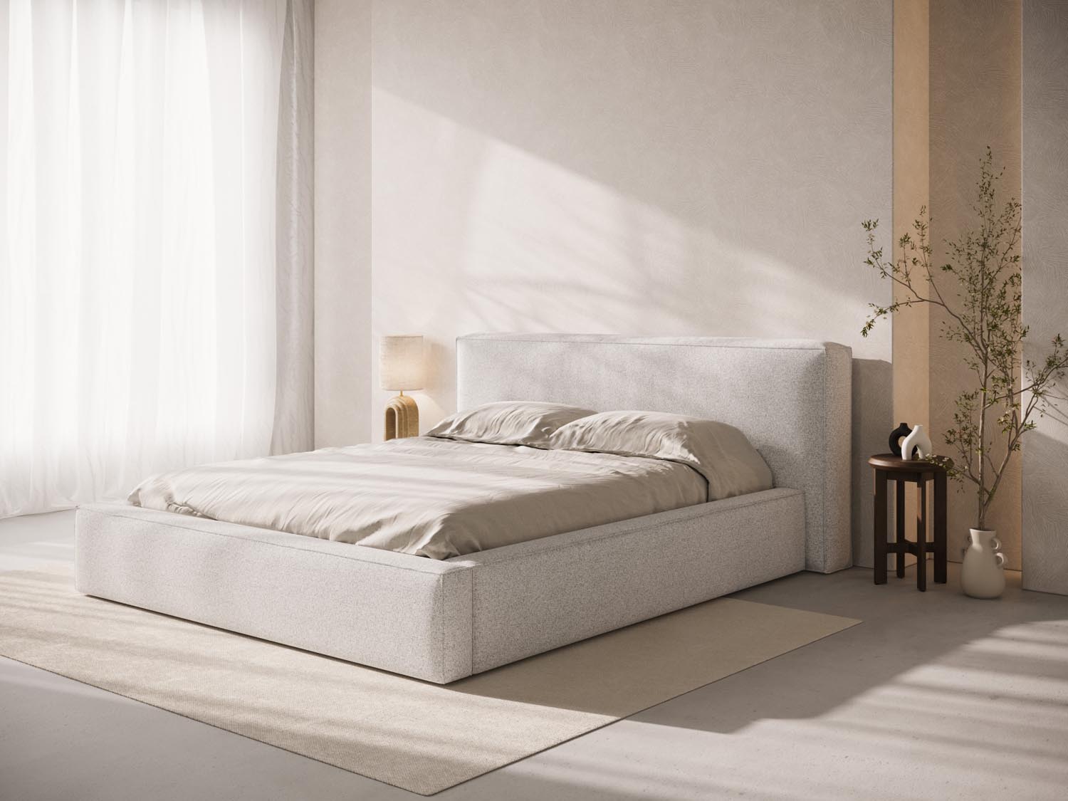 Simon Bett mit Stauraum  in Light Grey Melange präsentiert im Onlineshop von KAQTU Design AG. Bett ist von Micadoni