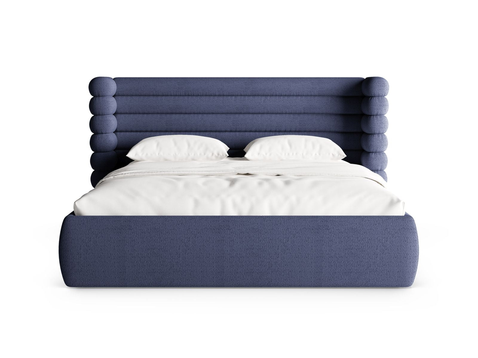 Elegantes Mount Bett mit Stauraum und Kopfteil in Navy Blue, 140cm, ideal für stilvolle Schlafzimmerlösungen von Micadoni.