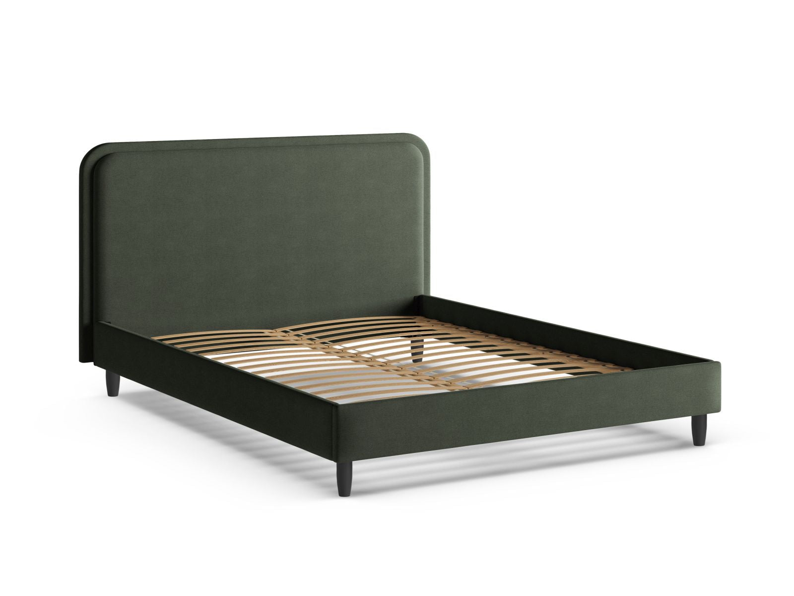 Elegantes Aveline Bett mit 140 cm Kopfteil in trendigem Moss Green, ideal für moderne Schlafzimmer von Micadoni.