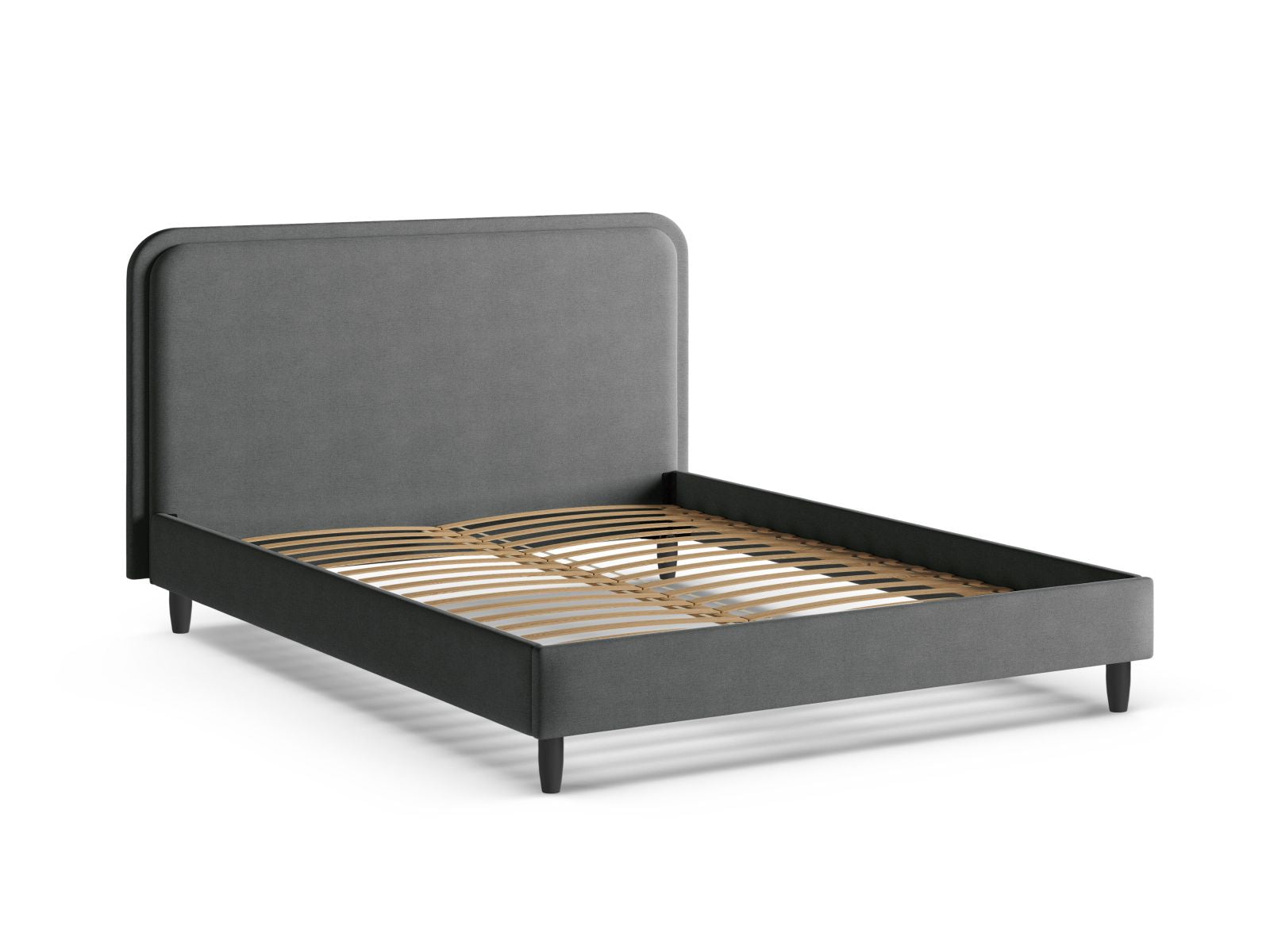 Elegantes Aveline Bett in tiefem Navy Blue, 140 cm Kopfteil, ideal für zeitgemäße Schlafzimmergestaltung von Micadoni.