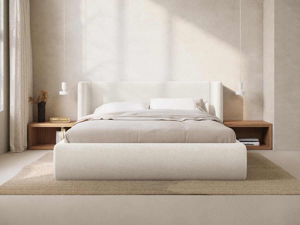 Jolene Bett mit Stauraum und Headboard 140cm in Ivory-Wind präsentiert im Onlineshop von KAQTU Design AG. Bett ist von Micadoni