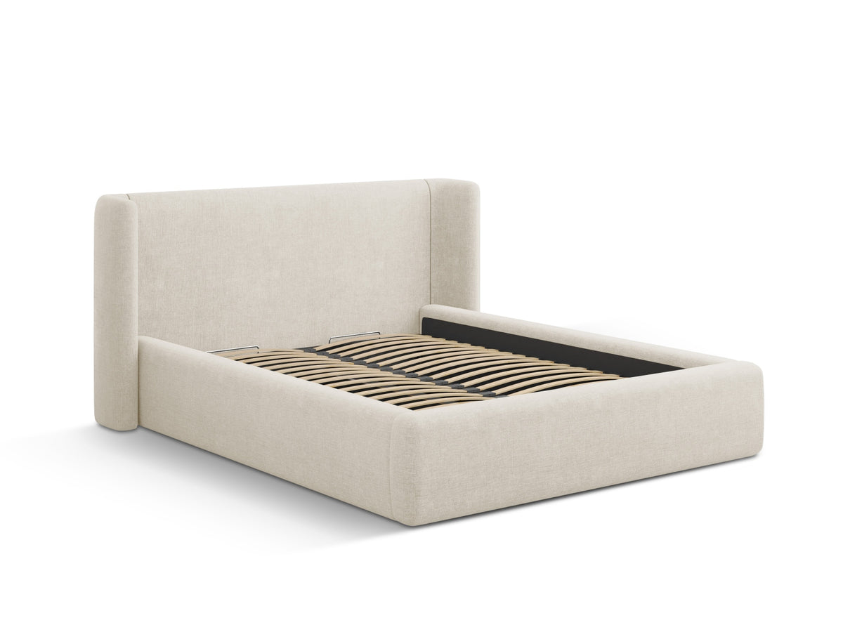 Jolene Bett mit Stauraum und Headboard 140cm in Light Beige-Wind präsentiert im Onlineshop von KAQTU Design AG. Bett ist von Micadoni