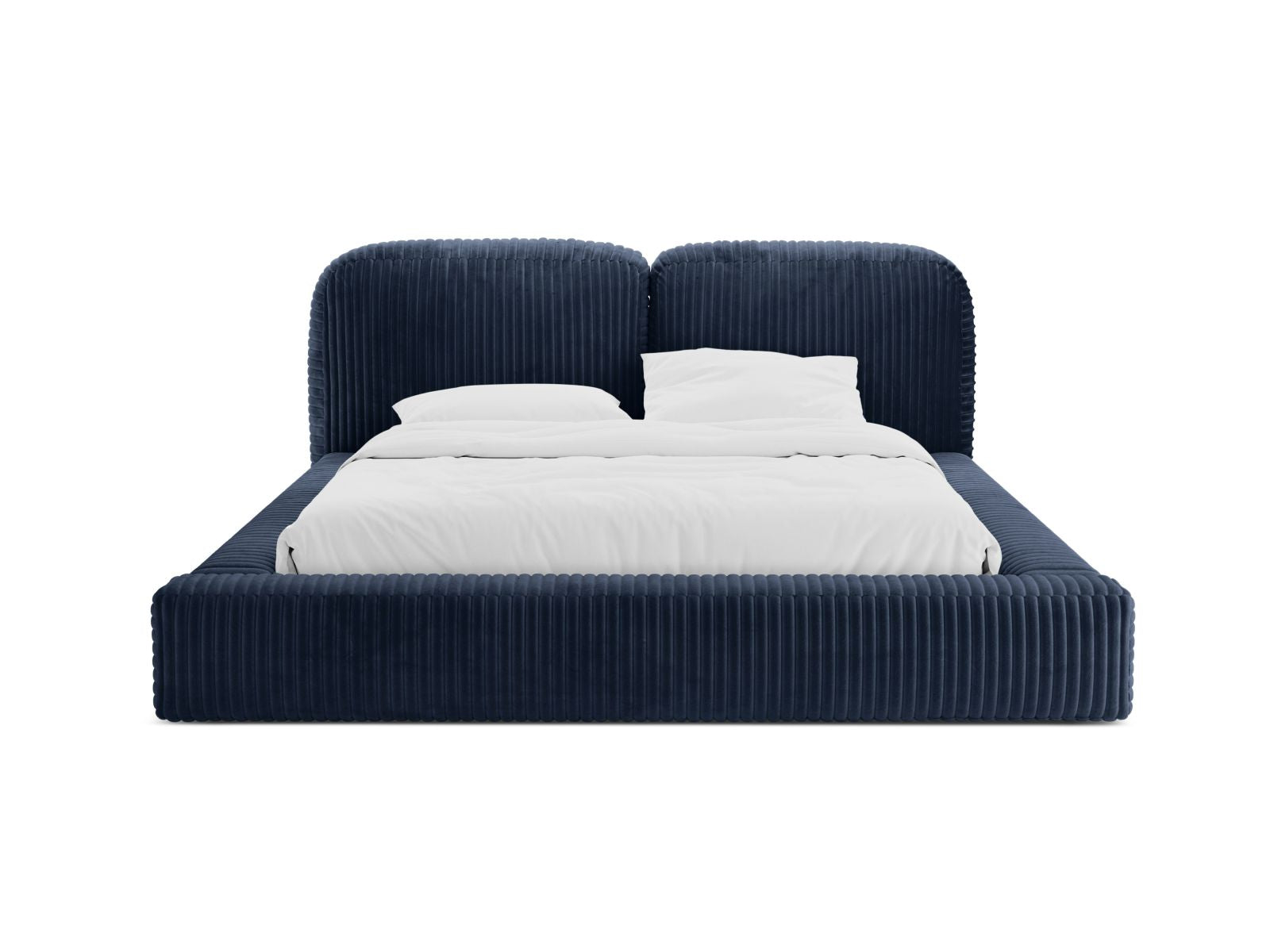 Elegantes Martina Bett in Navy Blue mit praktischem Stauraum und stilvollem Kopfteil, ideal für moderne Schlafzimmer. Von Micadoni.