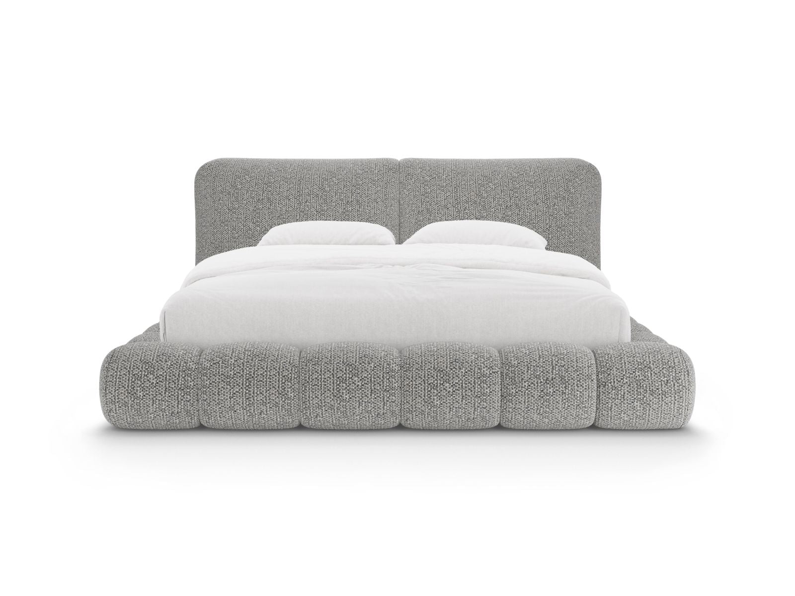 Elegantes Solange Bett mit 140 cm Breite, Stauraum und stilvollem Kopfteil in Grau, ideal für moderne Schlafzimmer.