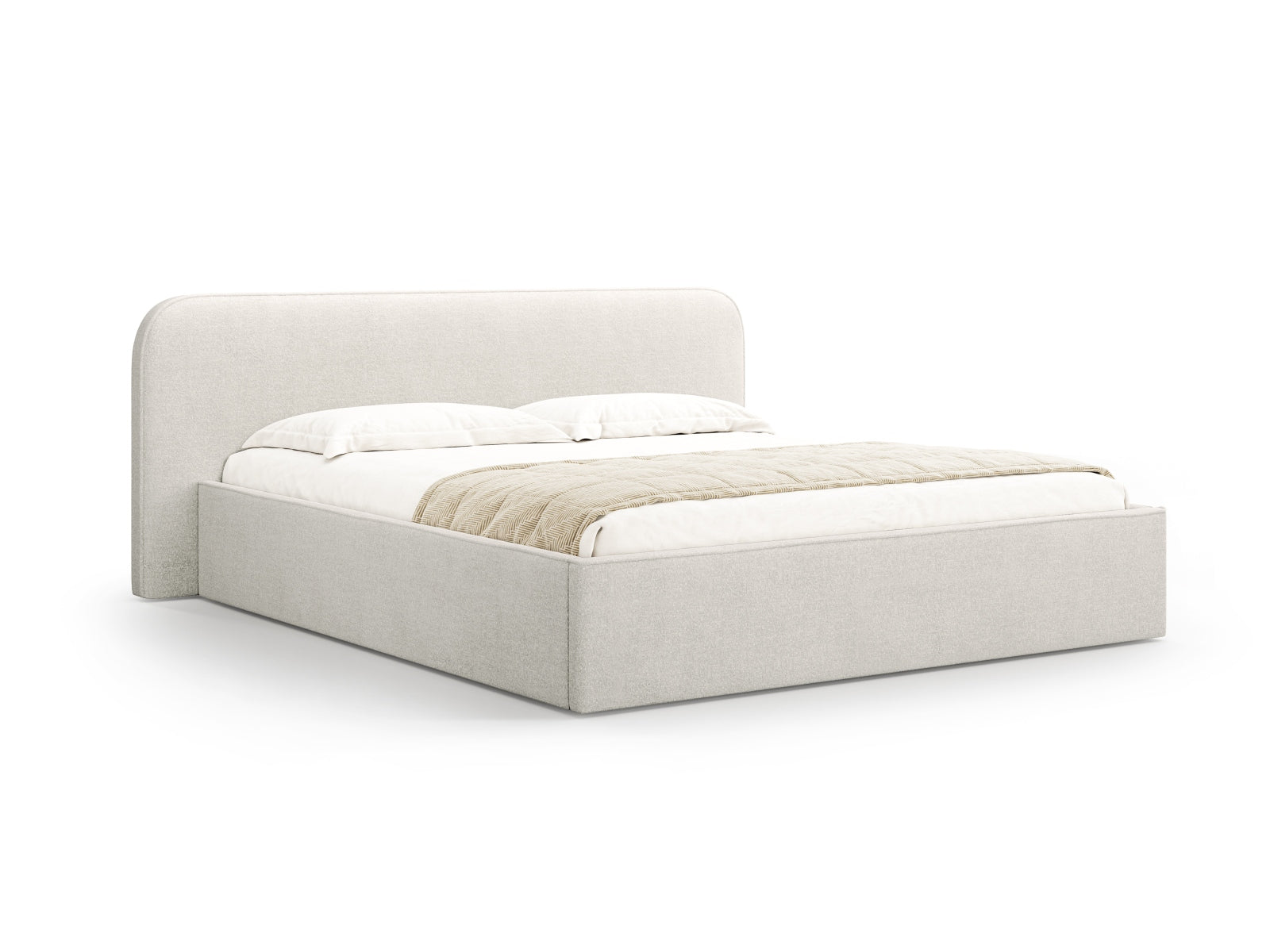 Elizabeth Boucle Bett mit Stauraum und Headboard  in Grey Beige Melange präsentiert im Onlineshop von KAQTU Design AG. Bett ist von Micadoni