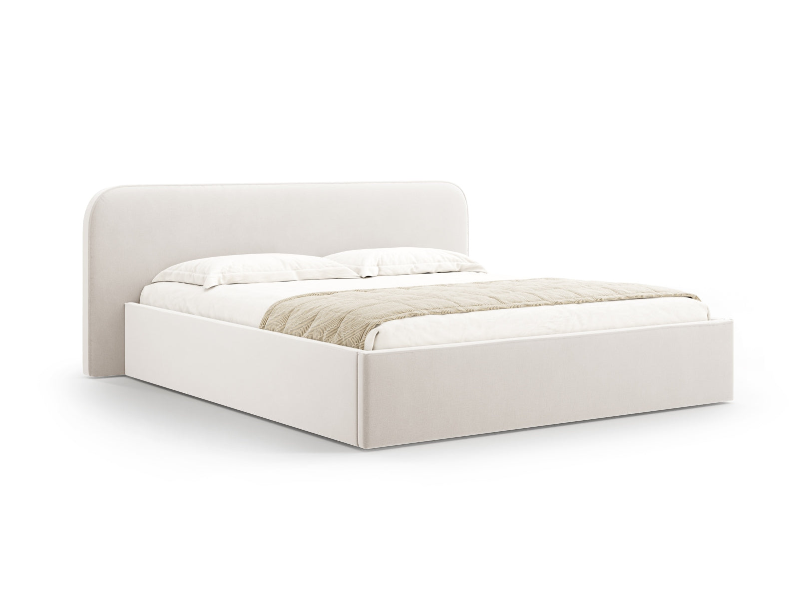 Elizabeth Velour Bett mit Stauraum und Headboard  in Ivory präsentiert im Onlineshop von KAQTU Design AG. Bett ist von Micadoni
