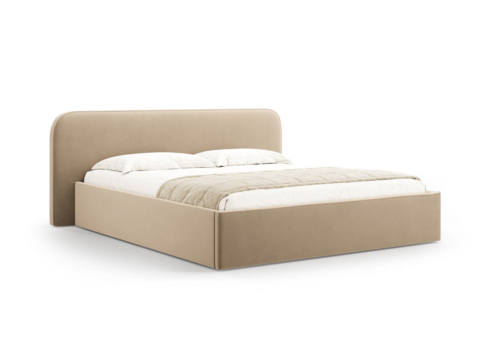Elizabeth Velour Bett mit Stauraum und Headboard  in Sand präsentiert im Onlineshop von KAQTU Design AG. Bett ist von Micadoni
