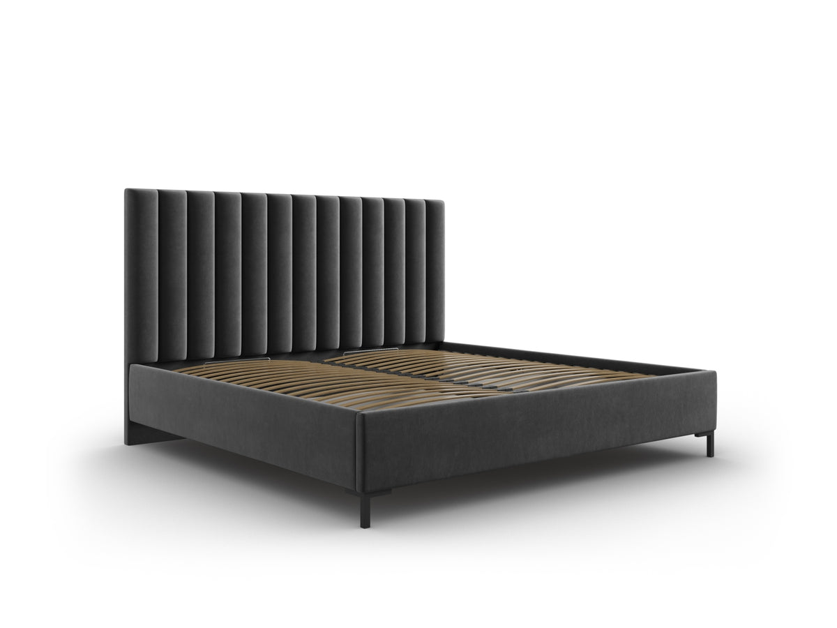 Allison Bett mit Stauraum und Headboard 140cm in Grey-Bluvel präsentiert im Onlineshop von KAQTU Design AG. Bett ist von Micadoni