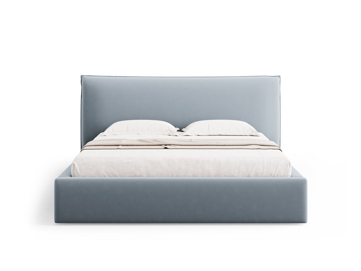 Kaelle Bett mit Stauraum und Headboard 140cm in Light Blue-Bluvel präsentiert im Onlineshop von KAQTU Design AG. Bett ist von Micadoni