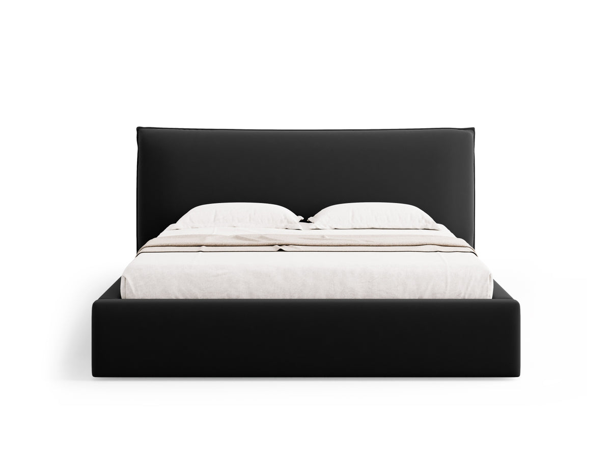 Kaelle Bett mit Stauraum und Headboard 140cm in Black-Bluvel präsentiert im Onlineshop von KAQTU Design AG. Bett ist von Micadoni