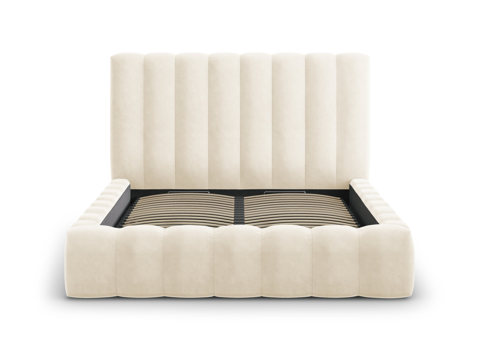 Erleben Sie das elegante Kelp Velour Bett von Micadoni – ideal für Ihr modernes Schlafzimmer, ausgestattet mit praktischem Stauraum und komfortablem Headboard.