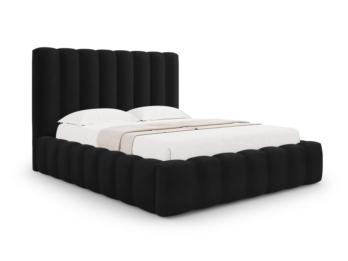 Kelp Bett mit Stauraum und Headboard 140cm in Black-Bluvel präsentiert im Onlineshop von KAQTU Design AG. Bett ist von Micadoni