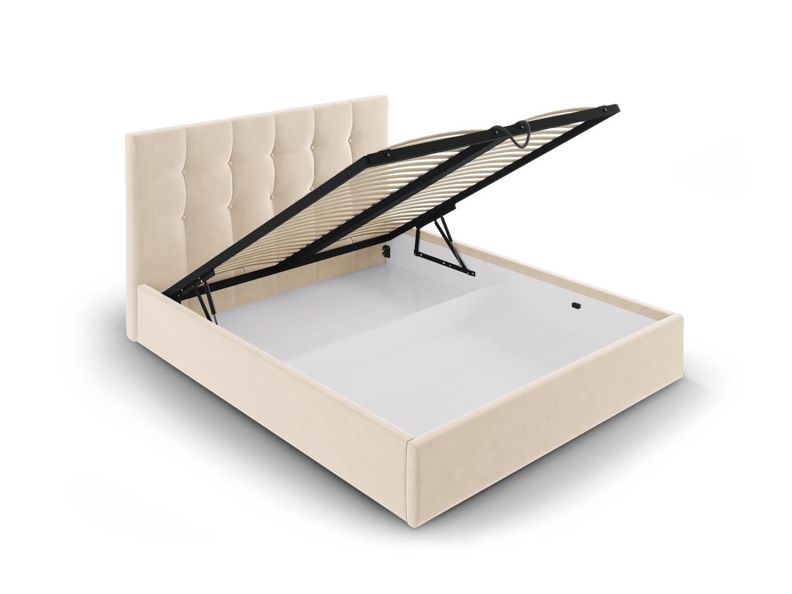 Phaedra Velour Bett mit Stauraum und Headboard  in Beige präsentiert im Onlineshop von KAQTU Design AG. Bett ist von Micadoni