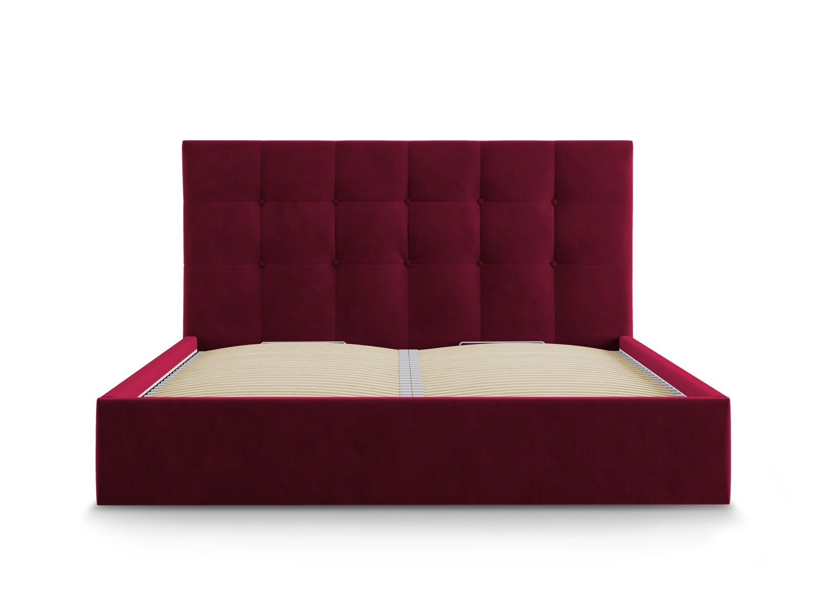 Phaedra Velour Bett mit Stauraum und Headboard  in Dark Red präsentiert im Onlineshop von KAQTU Design AG. Bett ist von Micadoni
