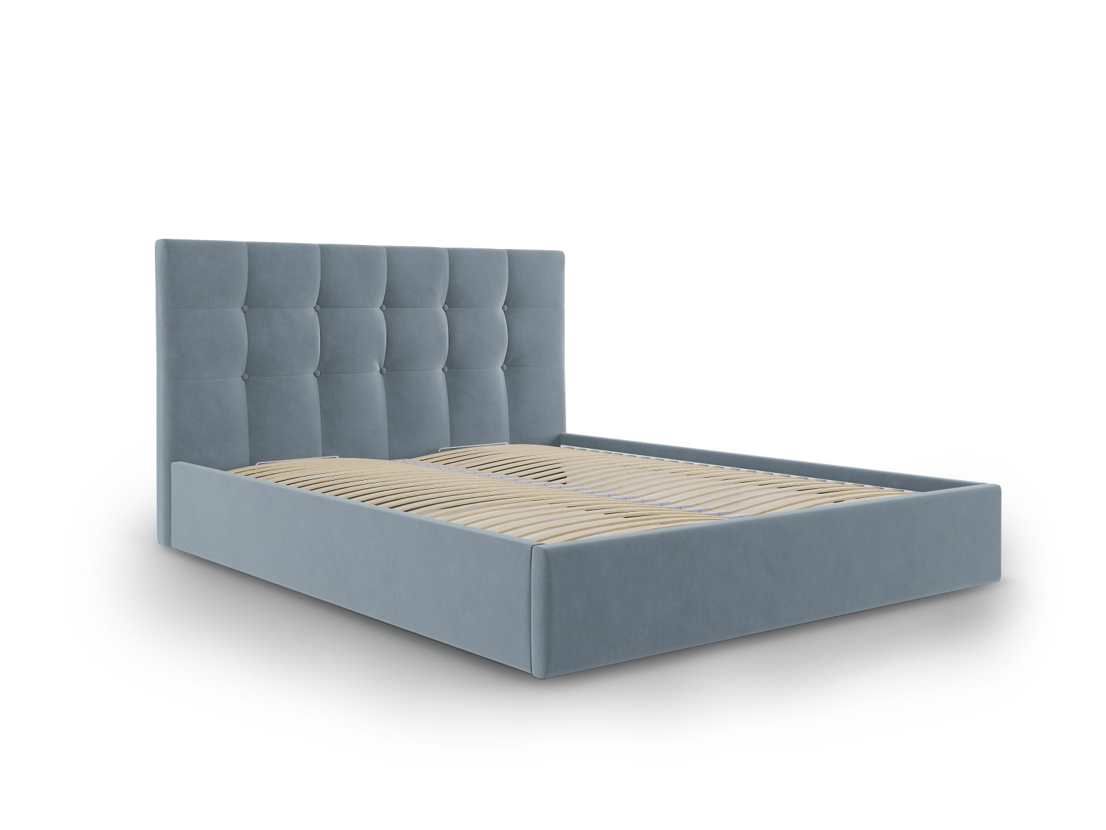Phaedra Velour Bett mit Stauraum und Headboard  in Blue präsentiert im Onlineshop von KAQTU Design AG. Bett ist von Micadoni