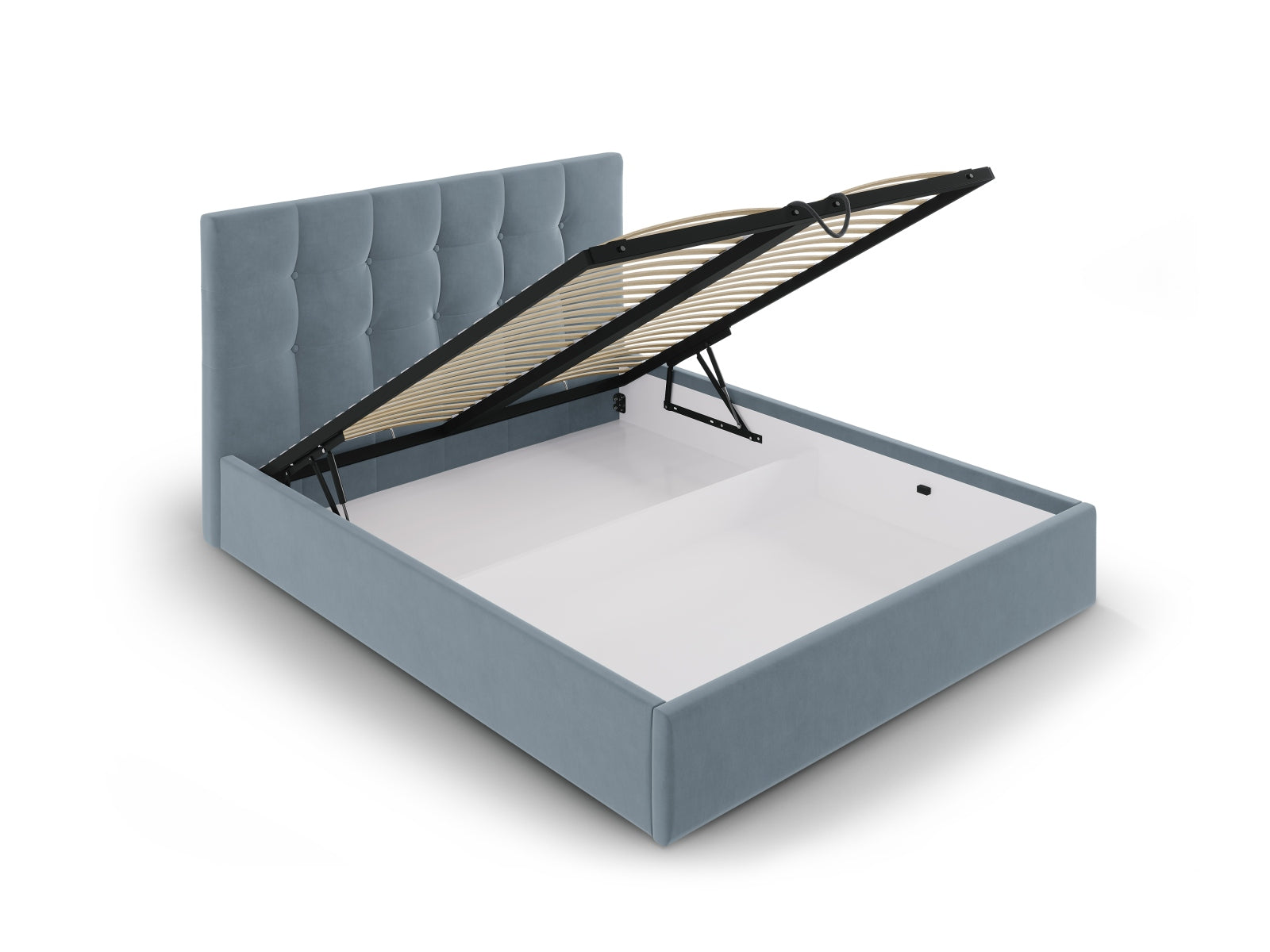 Phaedra Velour Bett mit Stauraum und Headboard  in Blue präsentiert im Onlineshop von KAQTU Design AG. Bett ist von Micadoni