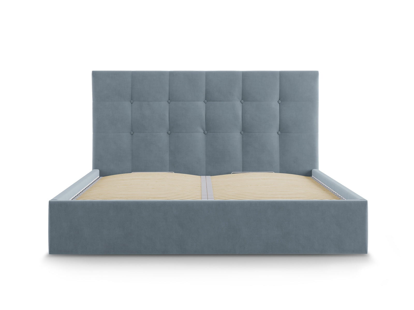 Phaedra Velour Bett mit Stauraum und Headboard  in Blue präsentiert im Onlineshop von KAQTU Design AG. Bett ist von Micadoni
