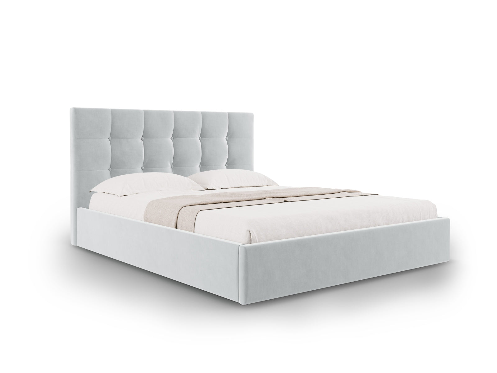 Phaedra Velour Bett mit Stauraum und Headboard  in Light Grey präsentiert im Onlineshop von KAQTU Design AG. Bett ist von Micadoni