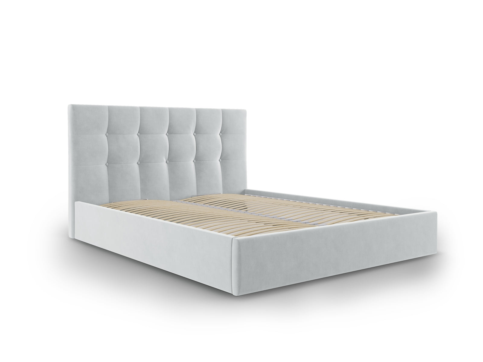 Phaedra Velour Bett mit Stauraum und Headboard  in Light Grey präsentiert im Onlineshop von KAQTU Design AG. Bett ist von Micadoni