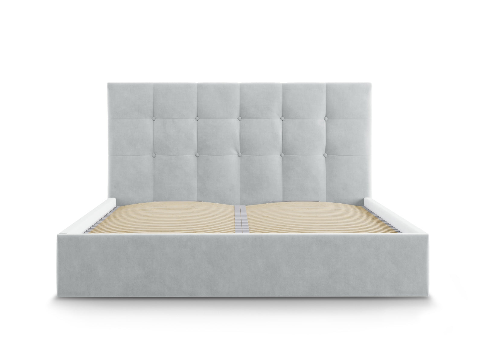 Phaedra Velour Bett mit Stauraum und Headboard  in Light Grey präsentiert im Onlineshop von KAQTU Design AG. Bett ist von Micadoni
