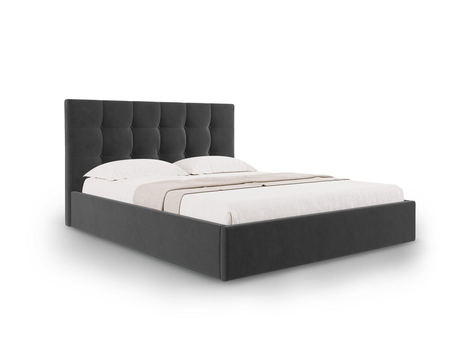 Phaedra Velour Bett mit Stauraum und Headboard  in Dark Grey präsentiert im Onlineshop von KAQTU Design AG. Bett ist von Micadoni