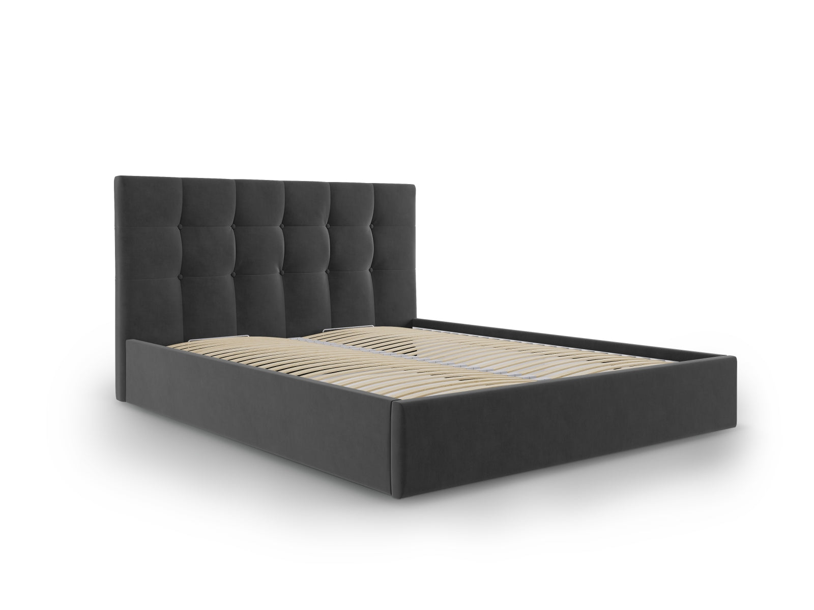 Phaedra Velour Bett mit Stauraum und Headboard  in Dark Grey präsentiert im Onlineshop von KAQTU Design AG. Bett ist von Micadoni