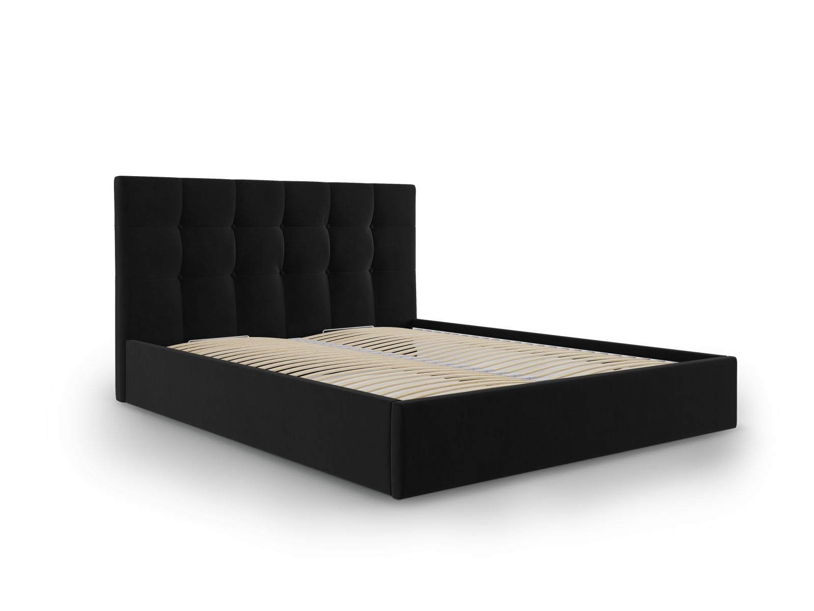 Phaedra Velour Bett mit Stauraum und Headboard  in Black präsentiert im Onlineshop von KAQTU Design AG. Bett ist von Micadoni