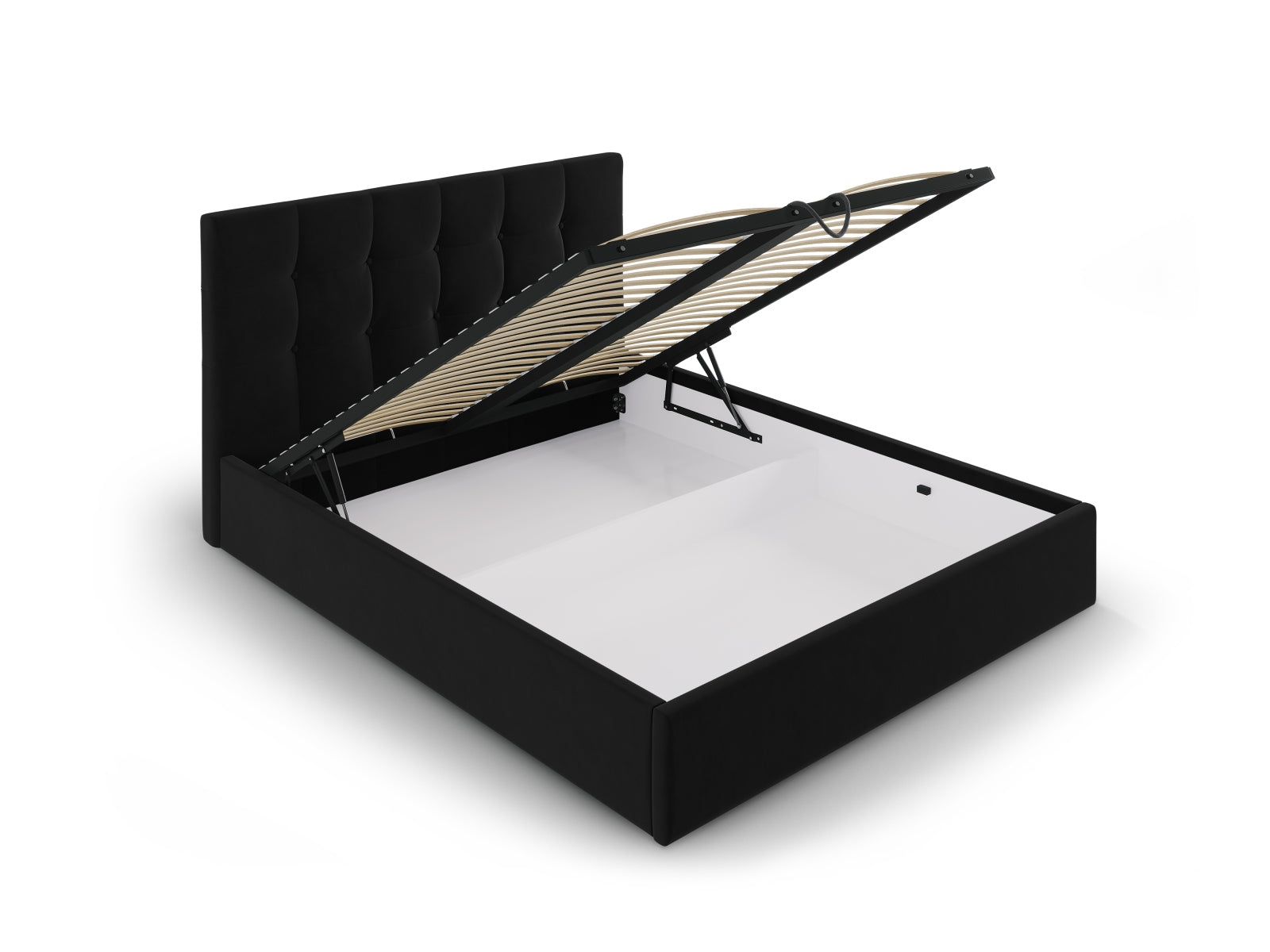 Phaedra Velour Bett mit Stauraum und Headboard  in Black präsentiert im Onlineshop von KAQTU Design AG. Bett ist von Micadoni