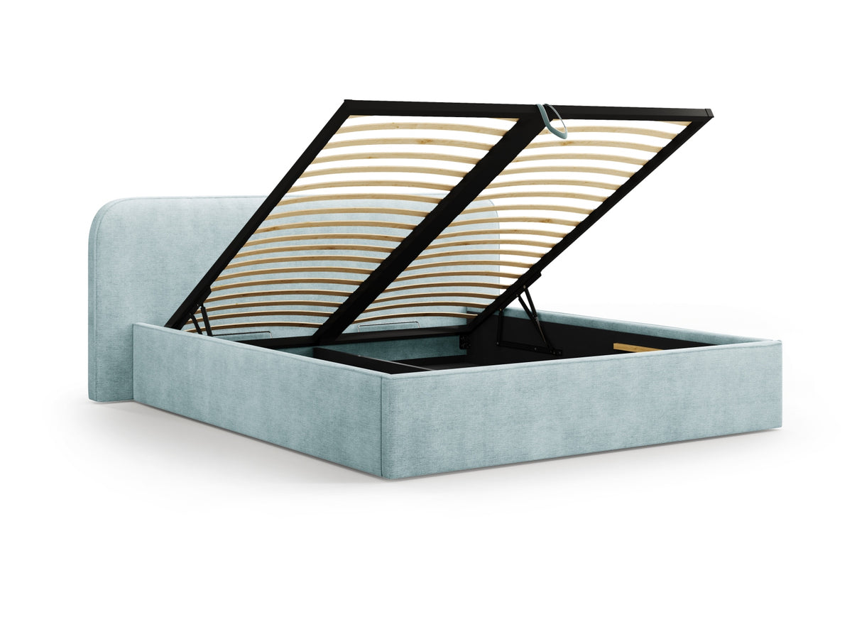 Elizabeth Bett mit Stauraum und Headboard 140cm in Mint-Babel präsentiert im Onlineshop von KAQTU Design AG. Bett ist von Micadoni