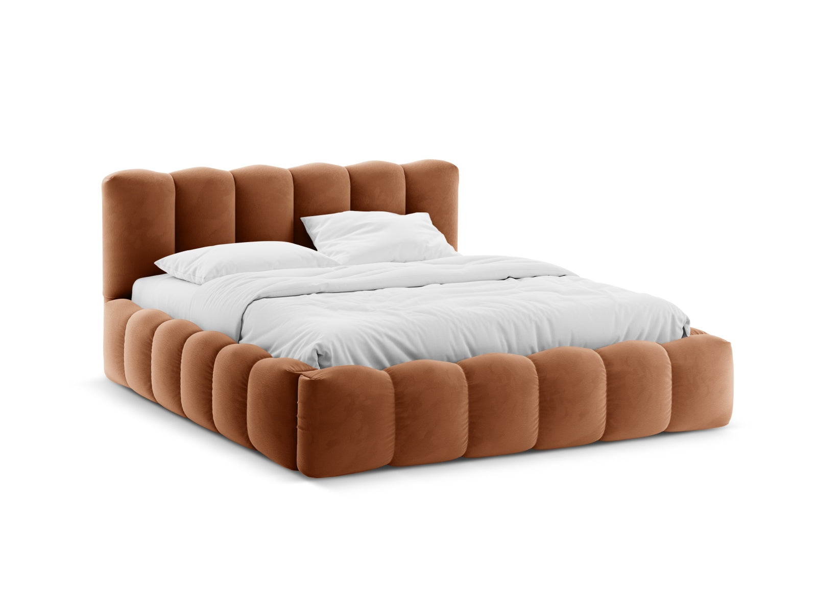 Lupine Velour Bett mit Stauraum und Headboard 140cm in Honey-Paris präsentiert im Onlineshop von KAQTU Design AG. Bett ist von Micadoni