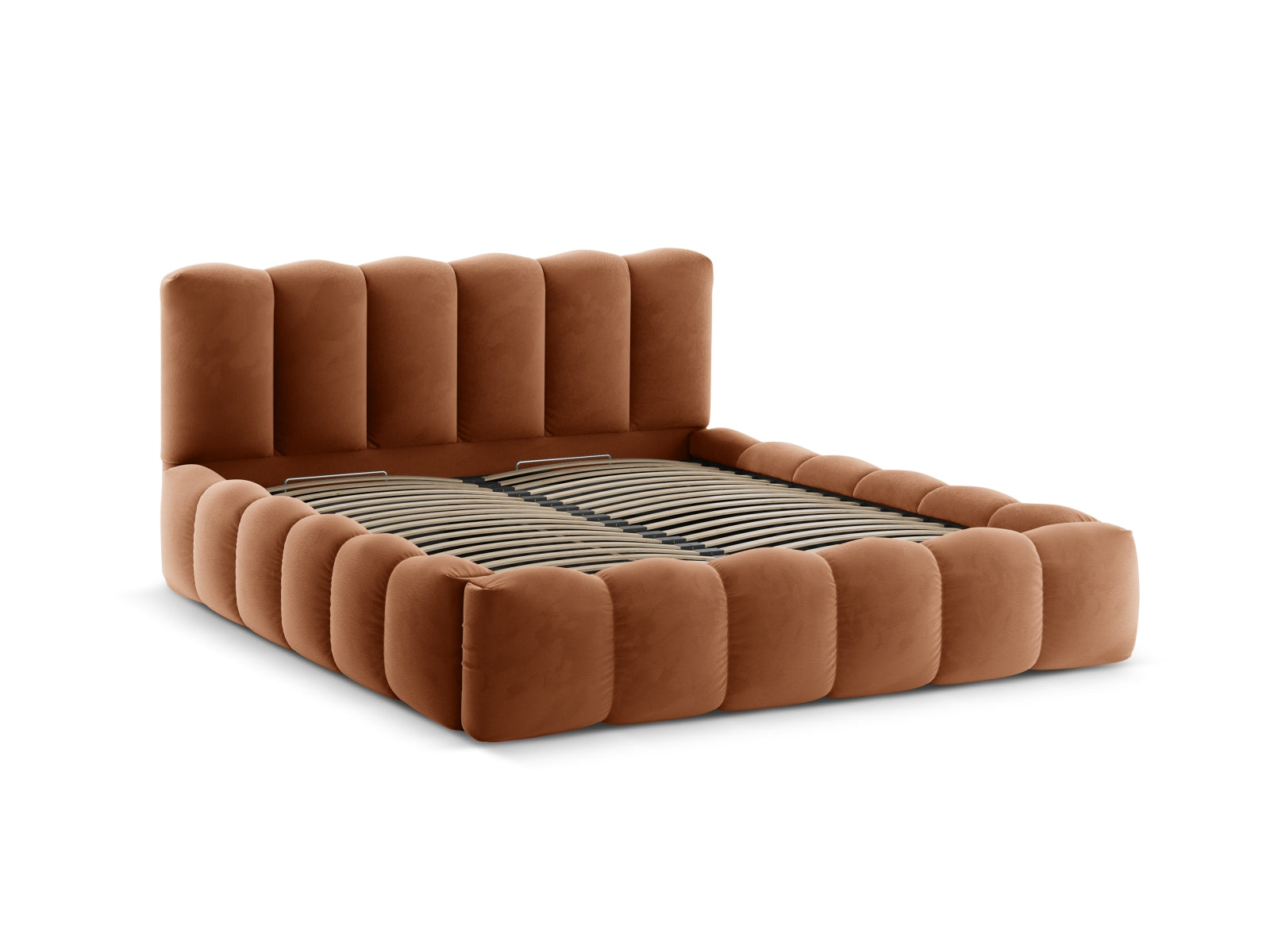 Lupine Velour Bett mit Stauraum und Headboard  166cm in Honey präsentiert im Onlineshop von KAQTU Design AG. Bett ist von Micadoni