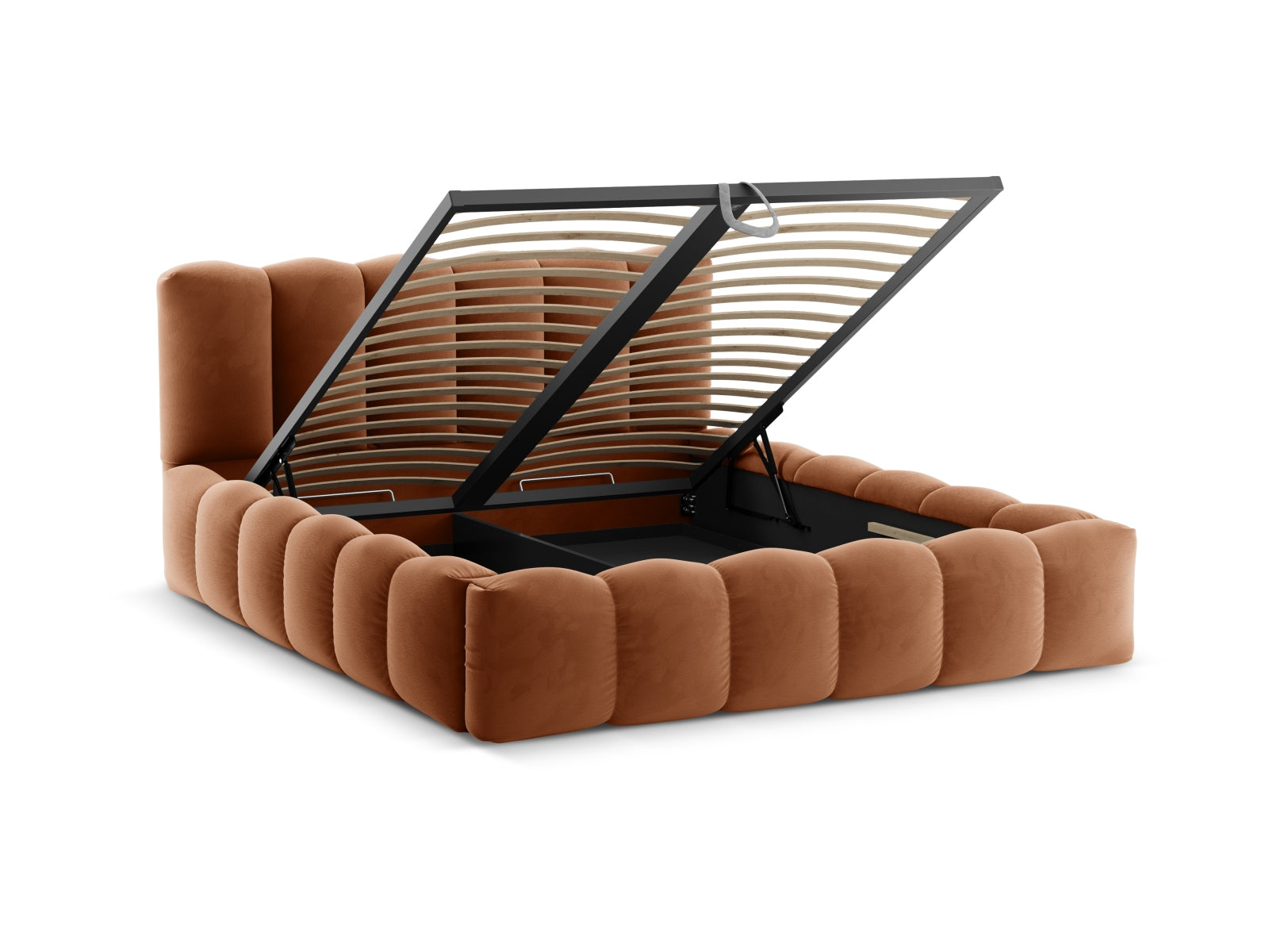 Lupine Velour Bett mit Stauraum und Headboard  166cm in Honey präsentiert im Onlineshop von KAQTU Design AG. Bett ist von Micadoni
