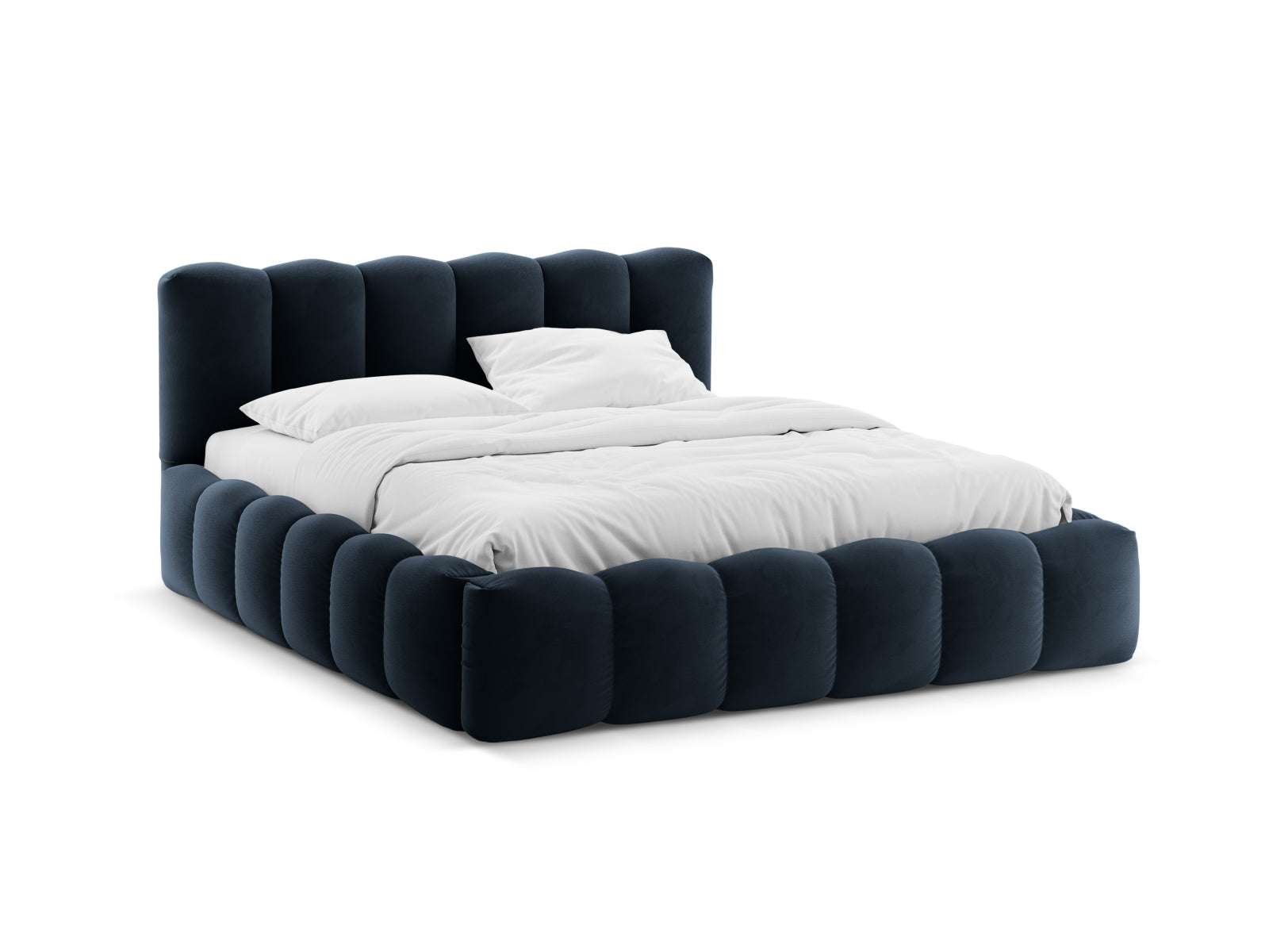 Lupine Velour Bett mit Stauraum und Headboard  166cm in Dark Blue präsentiert im Onlineshop von KAQTU Design AG. Bett ist von Micadoni