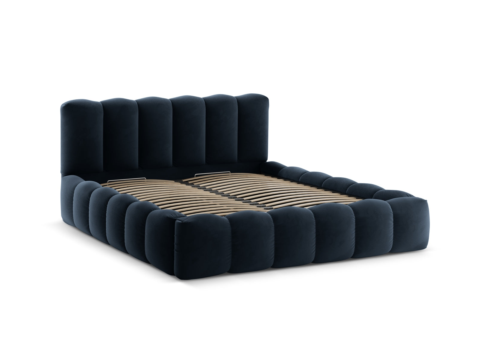 Lupine Velour Bett mit Stauraum und Headboard 140cm in Dark Blue-Paris präsentiert im Onlineshop von KAQTU Design AG. Bett ist von Micadoni