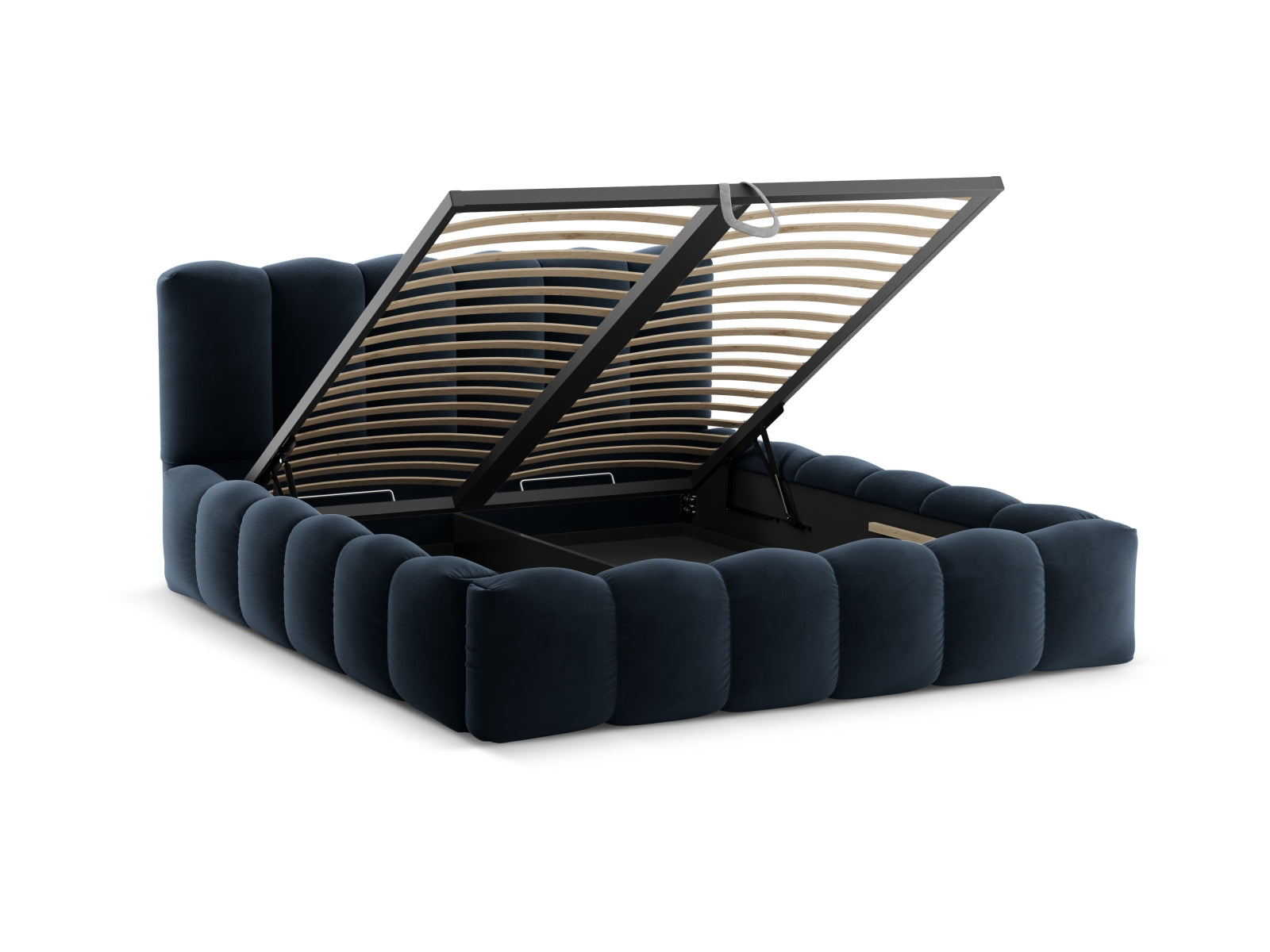 Lupine Velour Bett mit Stauraum und Headboard 140cm in Dark Blue-Paris präsentiert im Onlineshop von KAQTU Design AG. Bett ist von Micadoni