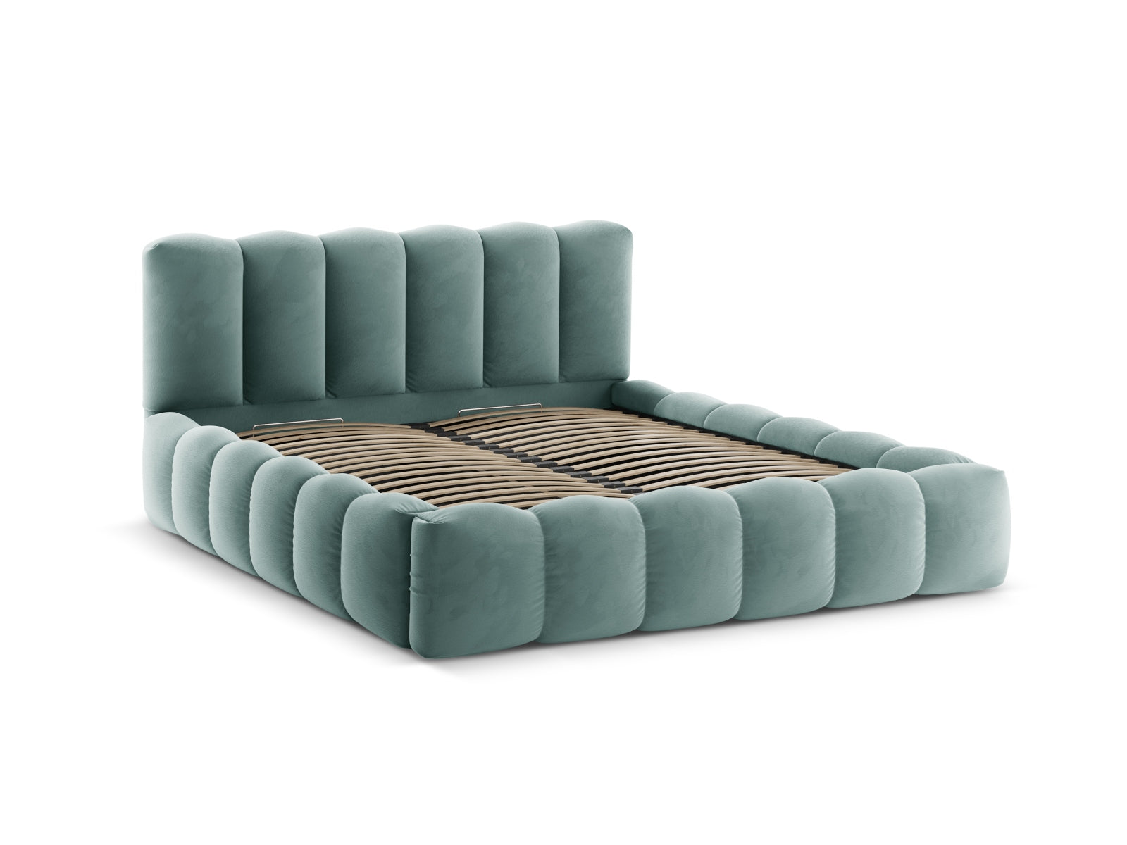 Lupine Velour Bett mit Stauraum und Headboard  166cm in Mint präsentiert im Onlineshop von KAQTU Design AG. Bett ist von Micadoni
