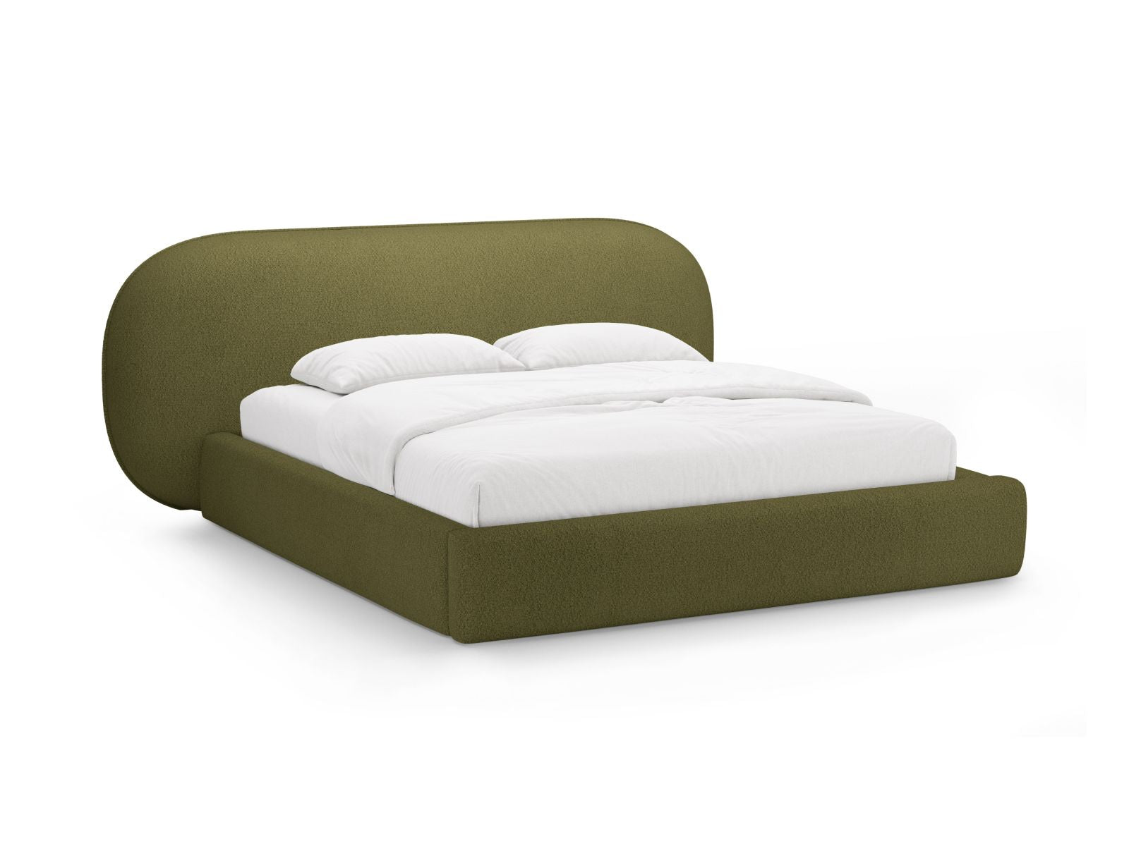 Ovalo Bett mit Stauraum mit Kopfteil 160cm in Dark Olive Green-Baloo präsentiert im Onlineshop von KAQTU Design AG. Bett ist von Micadoni