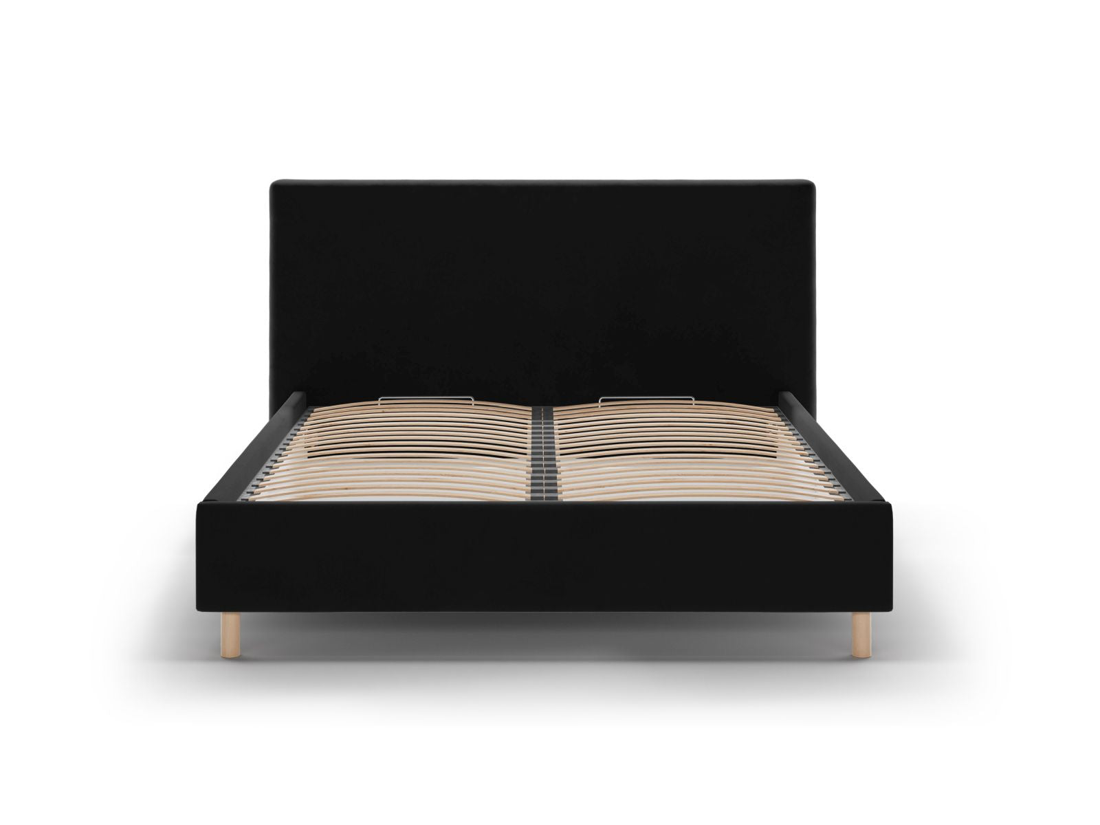 Elegantes Eloise Bett in Black-Magic Velvet mit praktischem Stauraum und stilvollem Kopfteil, ideal für moderne Schlafzimmer.