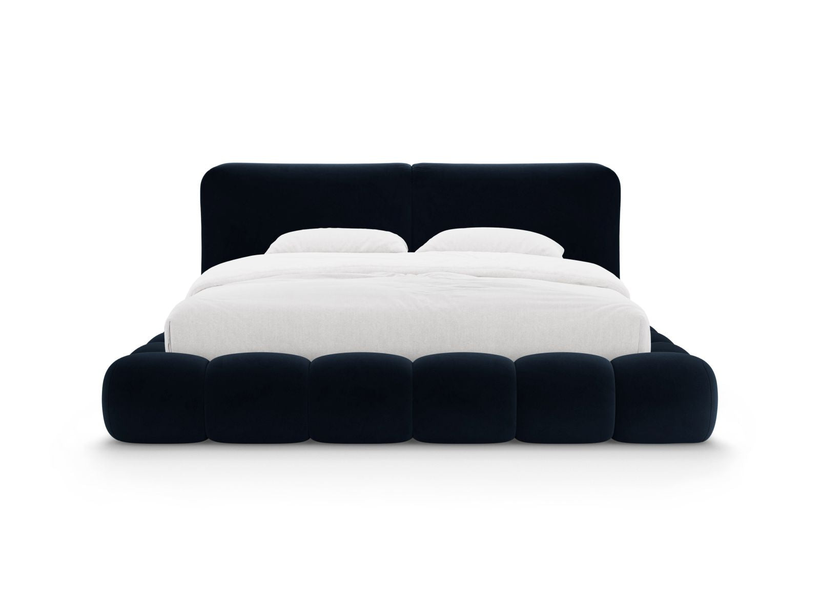 Elegantes Solange Bett in Royal Blue-Magic Velvet mit praktischem Stauraum und stilvollem Kopfteil, ideal für moderne Schlafzimmer.