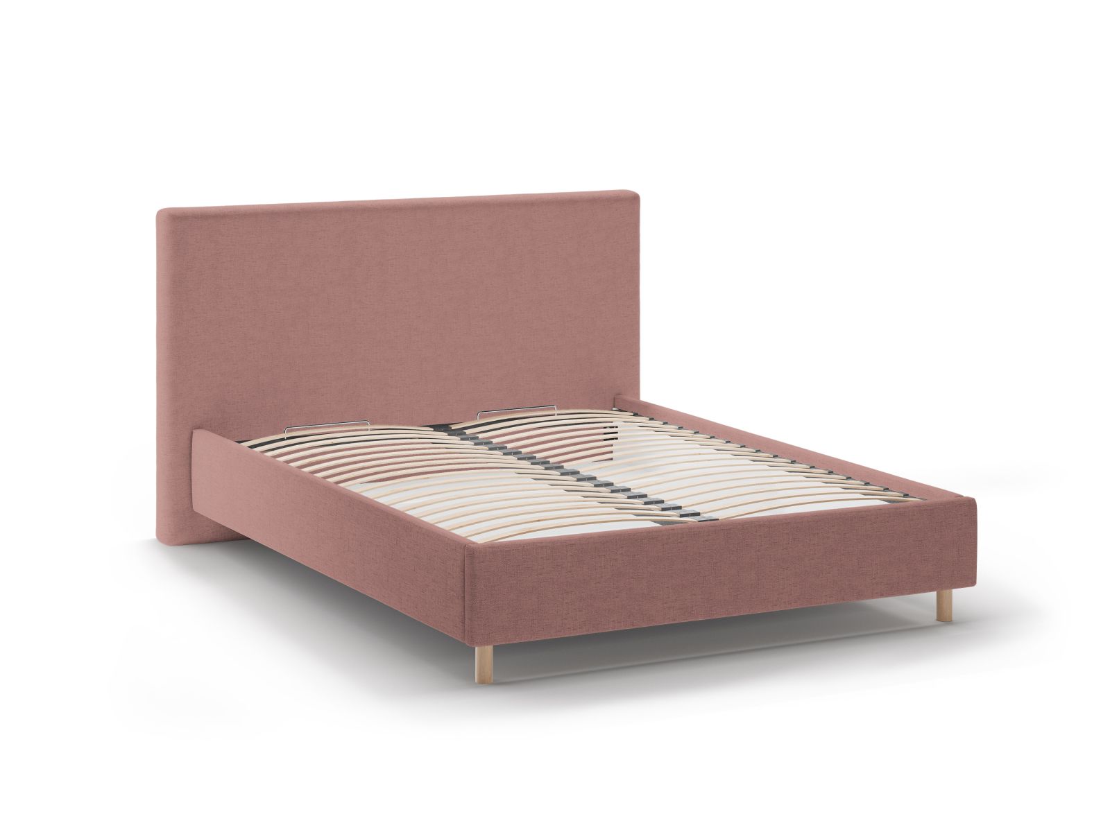 Elegantes Eloise Bett in zartem Dunkelrosa, ideal für moderne Schlafzimmer, bietet zusätzlichen Stauraum und ein geschmackvolles Kopfteil.
